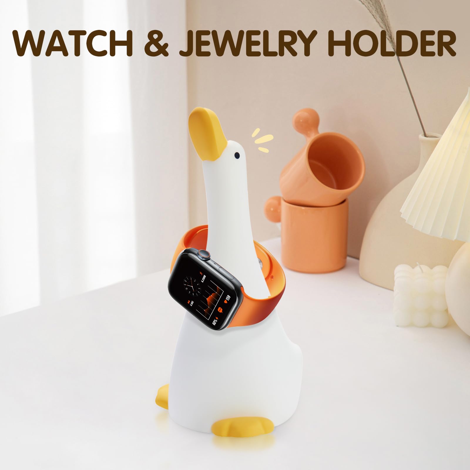 Gefaxi Duck Night Light - Cute Silicone LED Lamp, Cordless & Dimmable, Rechargeable, White, Model SU-1699, Perfect for Bedroom & Gifts