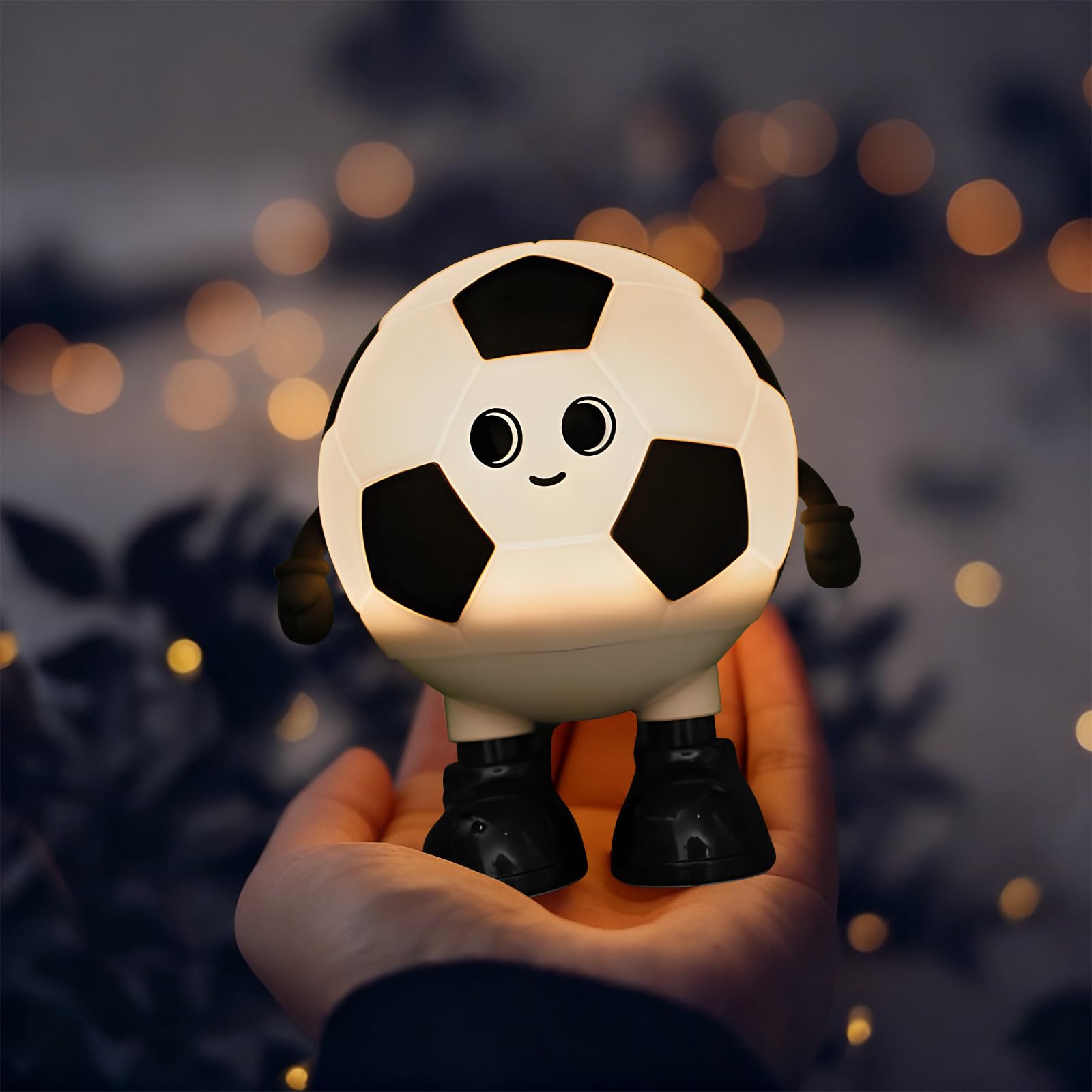 Hpydiy Cute Soccer Ball Fun Night Light - Dimmable Rgb Touch Control Lamp  Usb-C Rechargeable  Stress Relief Toy For Sports Fans  Home Decor And Gift