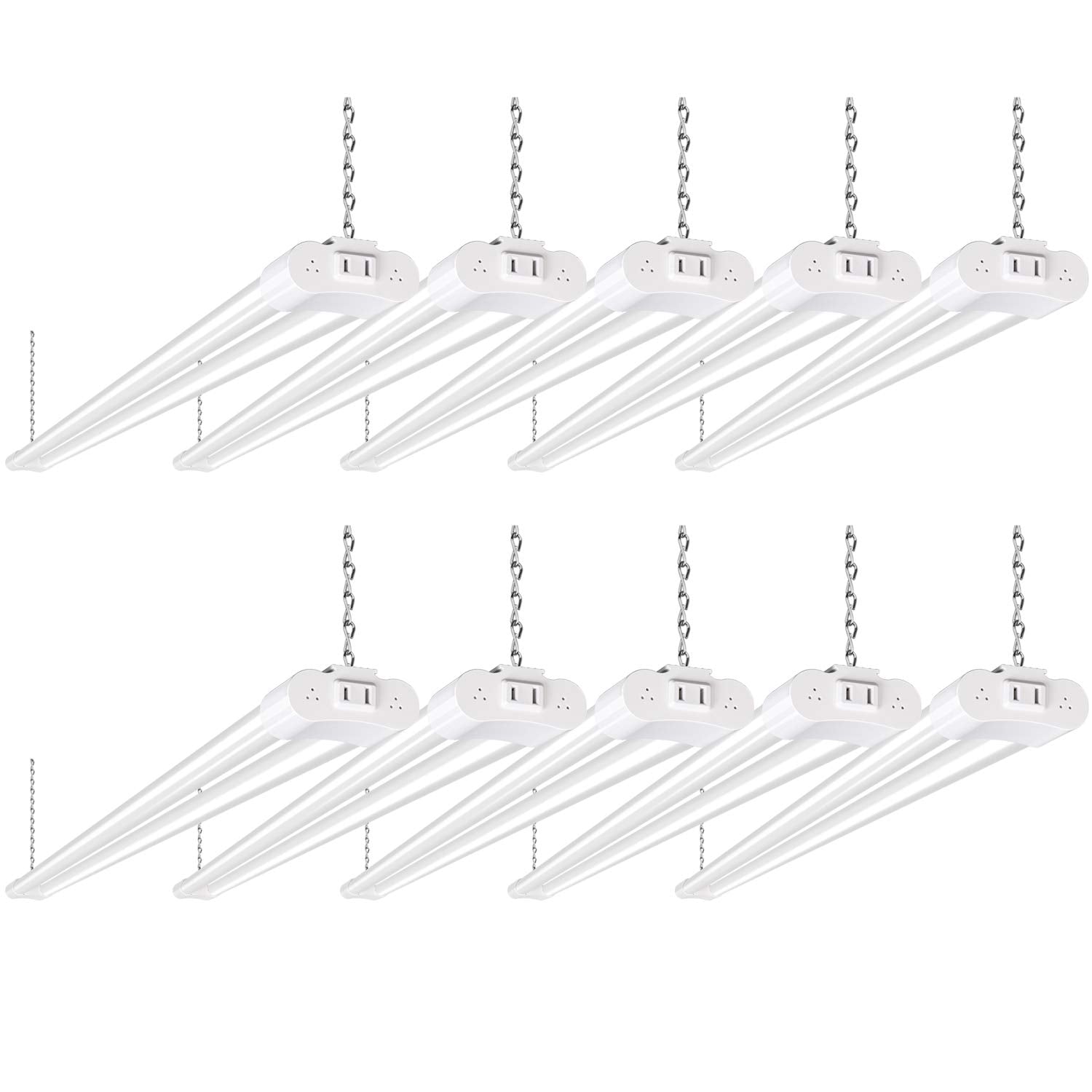 Hykolity 10 Pack 4Ft Linkable Led Utility Light Fixture, 4400Lm, 42W, 5000K Daylight For Workshop, Garage, Hanging Or Surface Mo