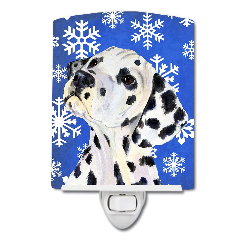 Carolines Treasures Ceramic Night Light, Dalmatian Winter Snowflakes, UL-Certified, 6x4x3in, Multicolor, Model SS4630CNL