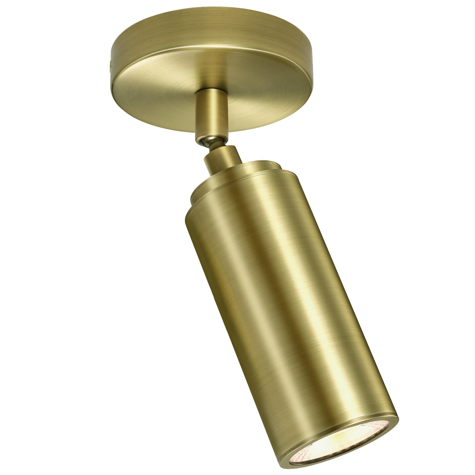 Brass Ceiling Spotlight, Hardwired LED Spot Lights, Flush Mounted Directional Indoor Spotlight Fixtures, Adjustable Monopoint Sp