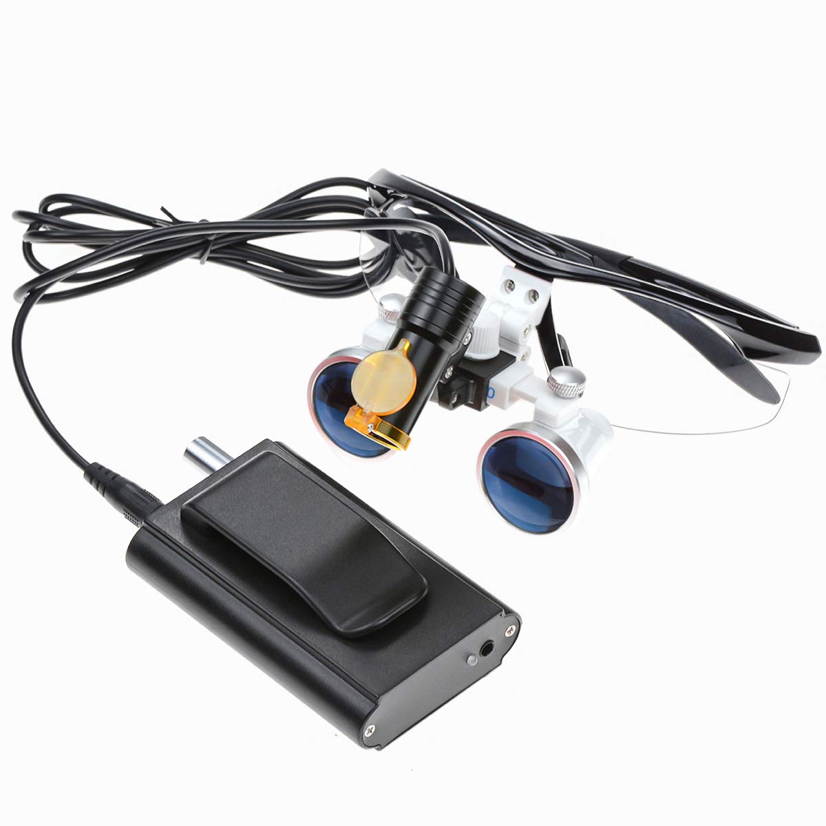 3.5x420 Loupes Magnifier Magnification Binocular 5W Headlamp Belt Clip Type Case (Black)