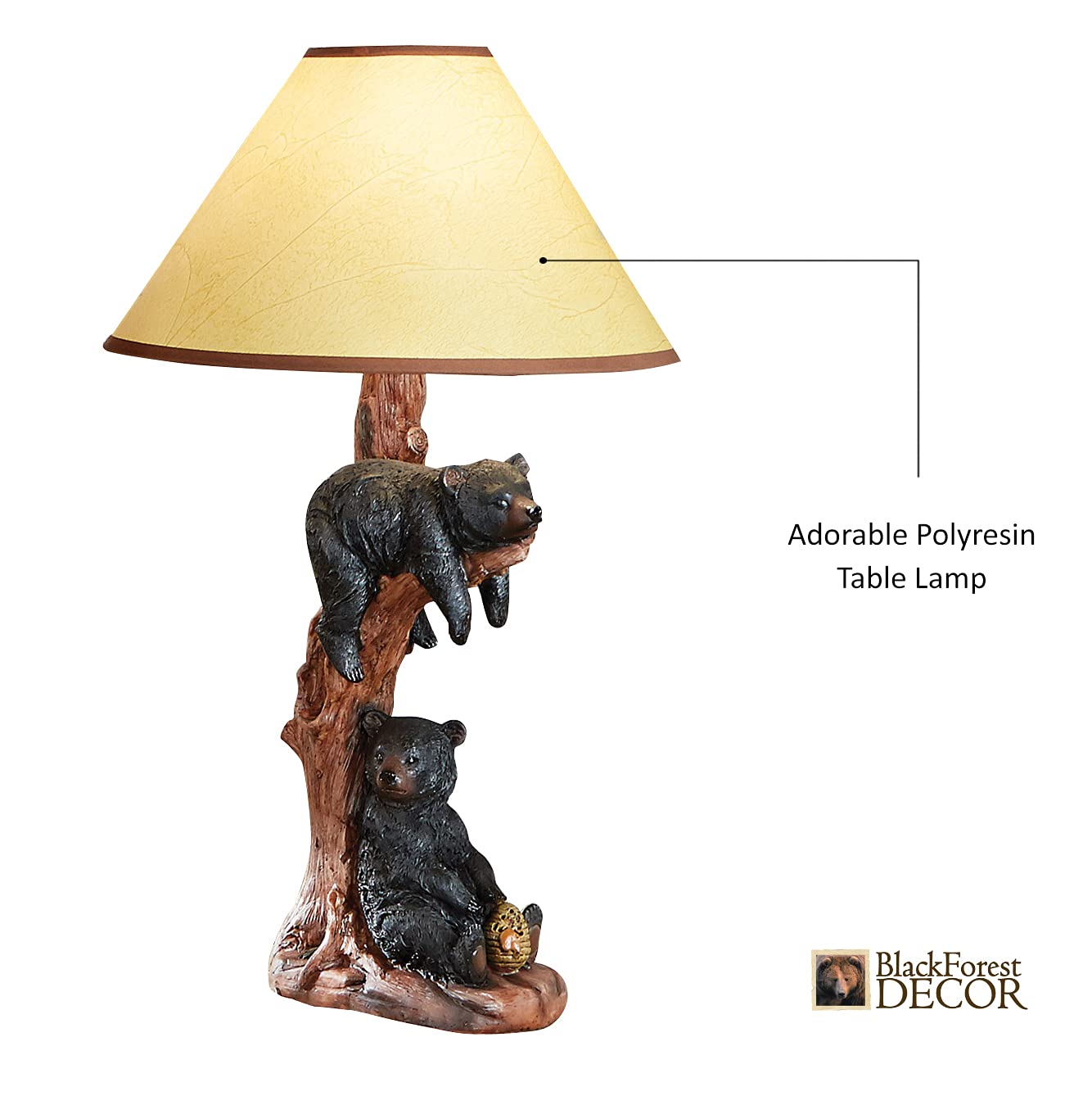 Black Forest D?Or - Black Bear Hanging Table Lamp For Cabin, Living Room, Nightstand, Desk - Vintage Rustic Home D?Or - 13'' D X