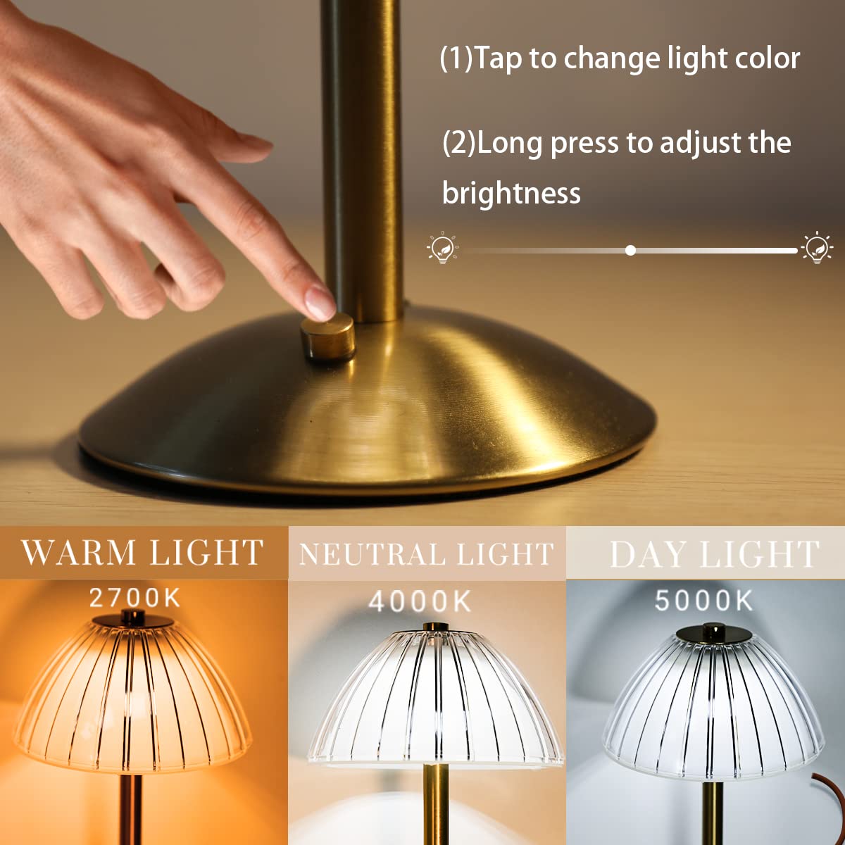 Timegoa Portable Mushroom Led Table Lamp Set Of 2 - Touch Sensor, Dimmable, Rechargeable