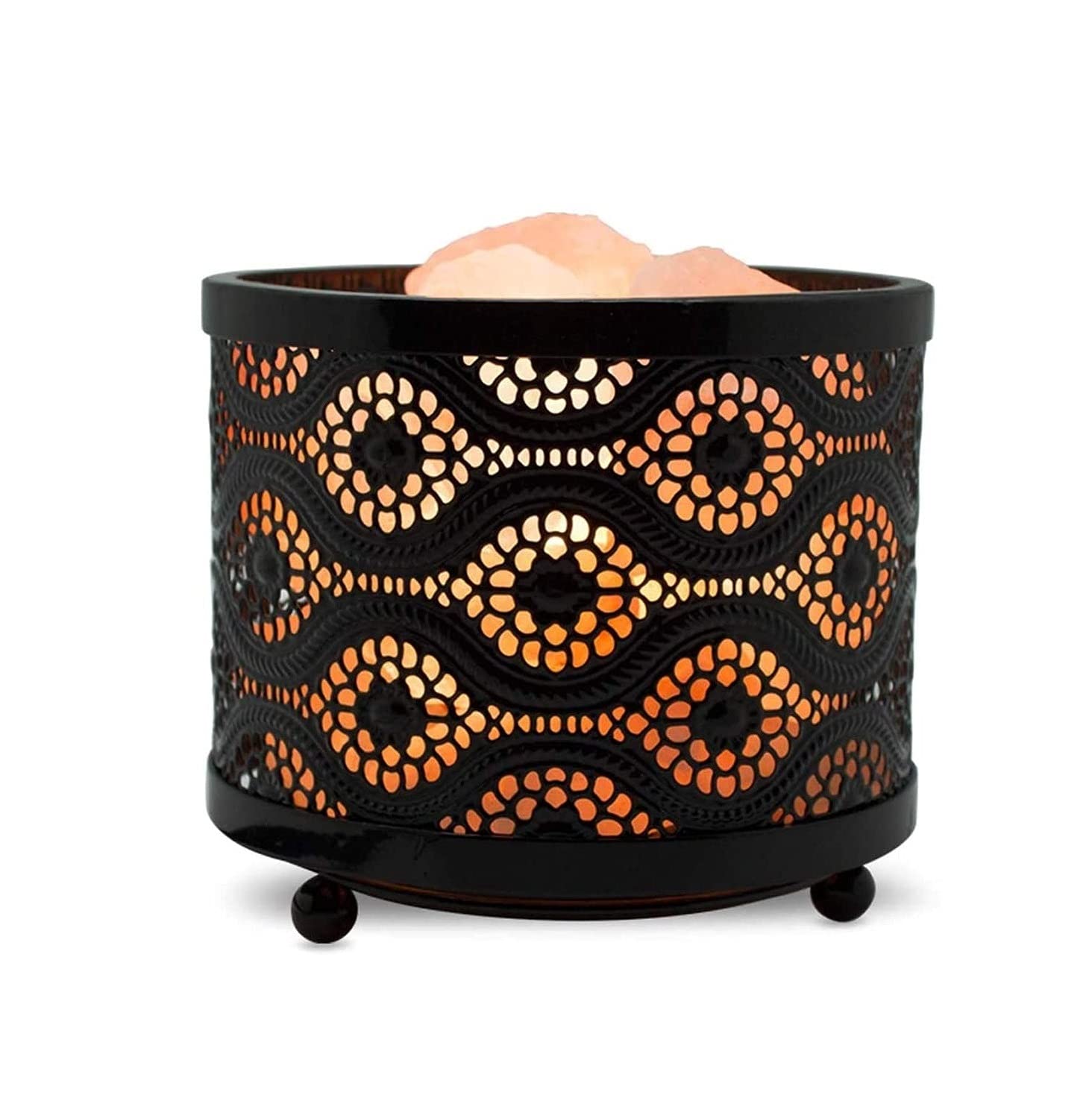 Himalayan Glow Natural Himalayan Lamp with Salt Chunks in Mosaic Design Metal Basket Night Light
