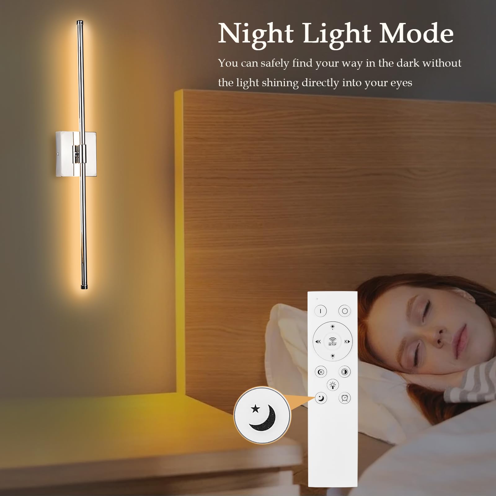 Goosebrite LED Wall Sconce with Remote Control, Dimmable, 5 Colors, Chrome, 1 Pack