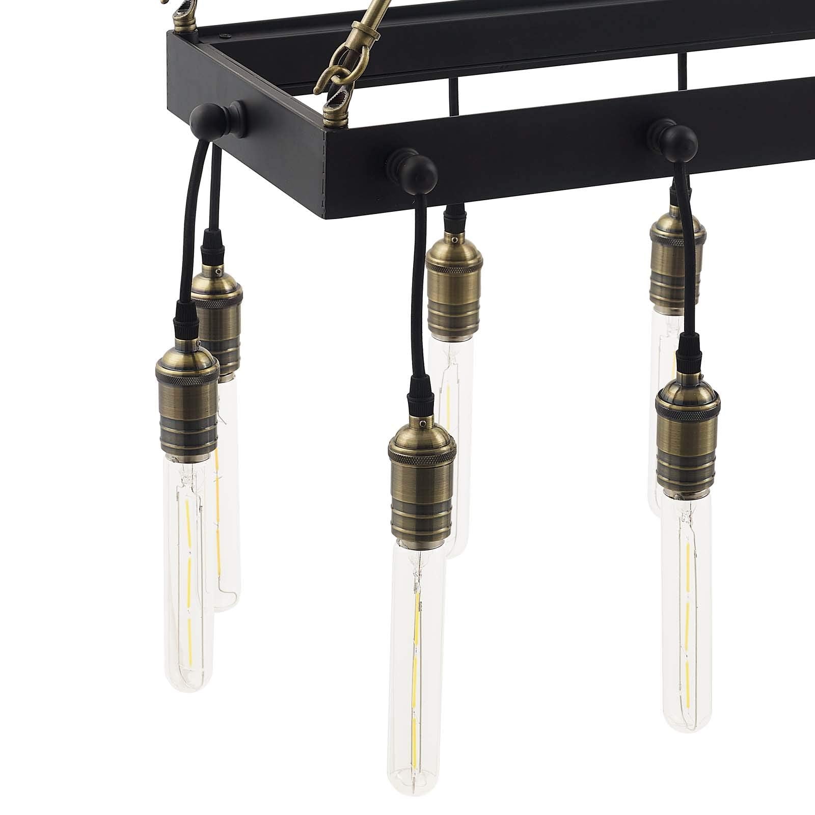 Modway Modern Farmhouse 16-Light Chandelier, Metal, 12inL x 77inH, Black, Model EEI-3275