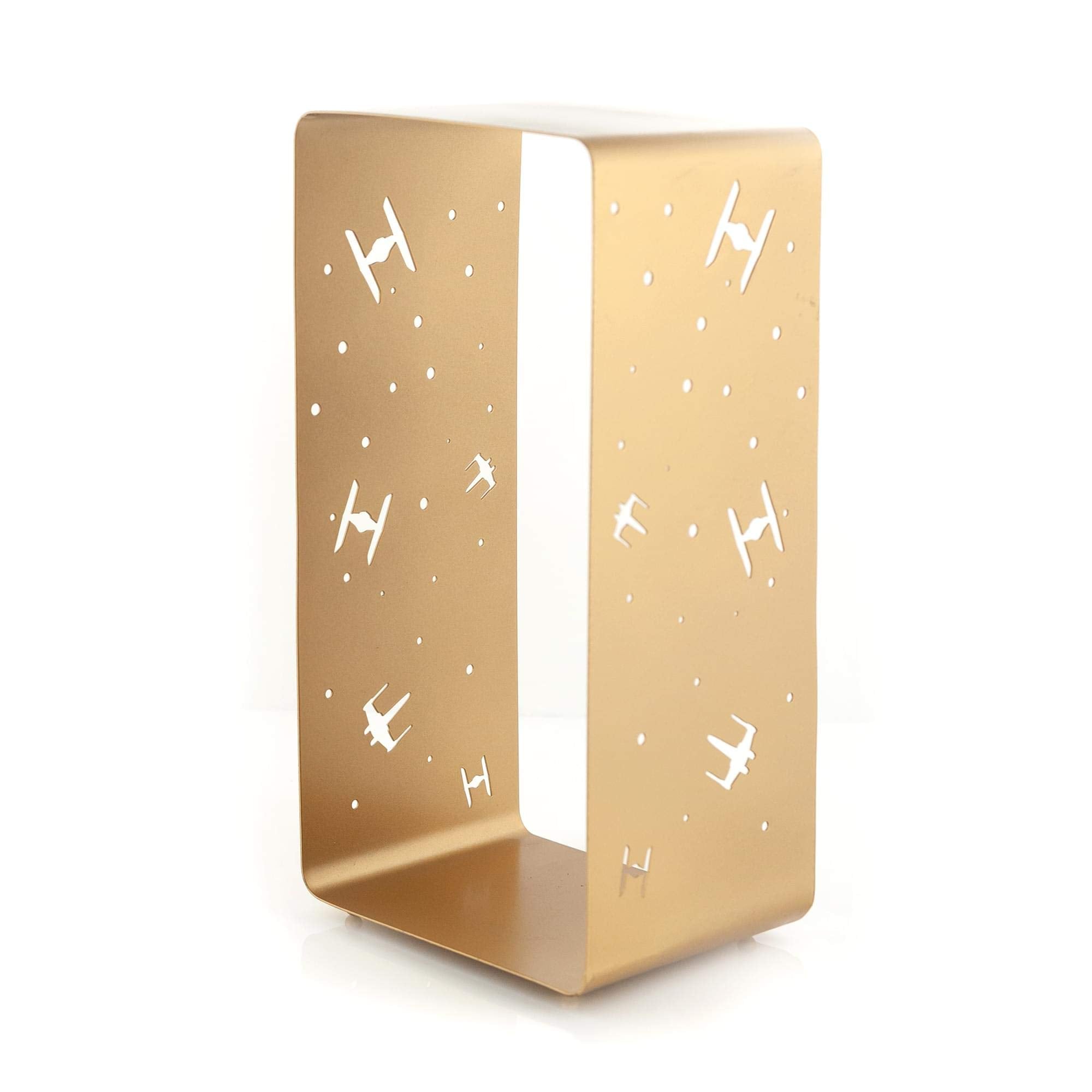 Star Wars Stamped Iron Lantern | Gold Die Cut X-Wing & Tie Fighter Battle | Indoor & Outdoor Use | 11.5 Inches Tall