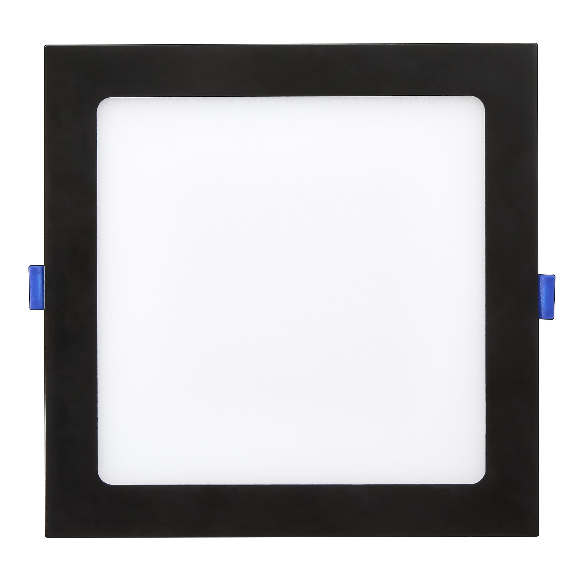Maxxima 8 In. 5 Cct Square Recessed Led Downlight, 1400 Lumens, Slim Flat Panel Color Selectable (2700K/3000K/3500K/4000K/5000K), Dimmable, Canless Ic Rated, Black Trim, J-Box Included