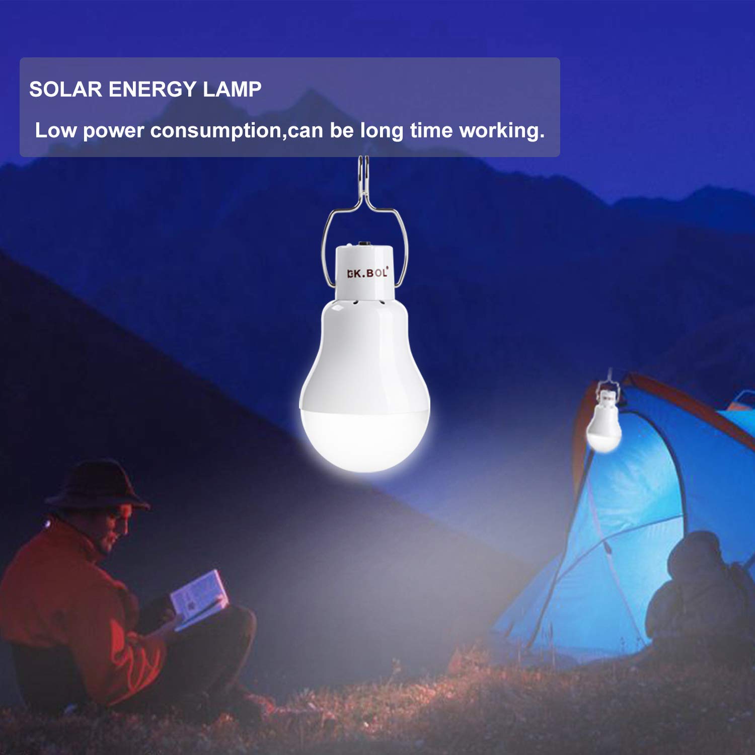 KK.BOL Solar Light Bulb – Portable Rechargeable Lamp for Indoor/Outdoor, S-1500 Model, White, 150LM, Ideal for Camping & Emergencies