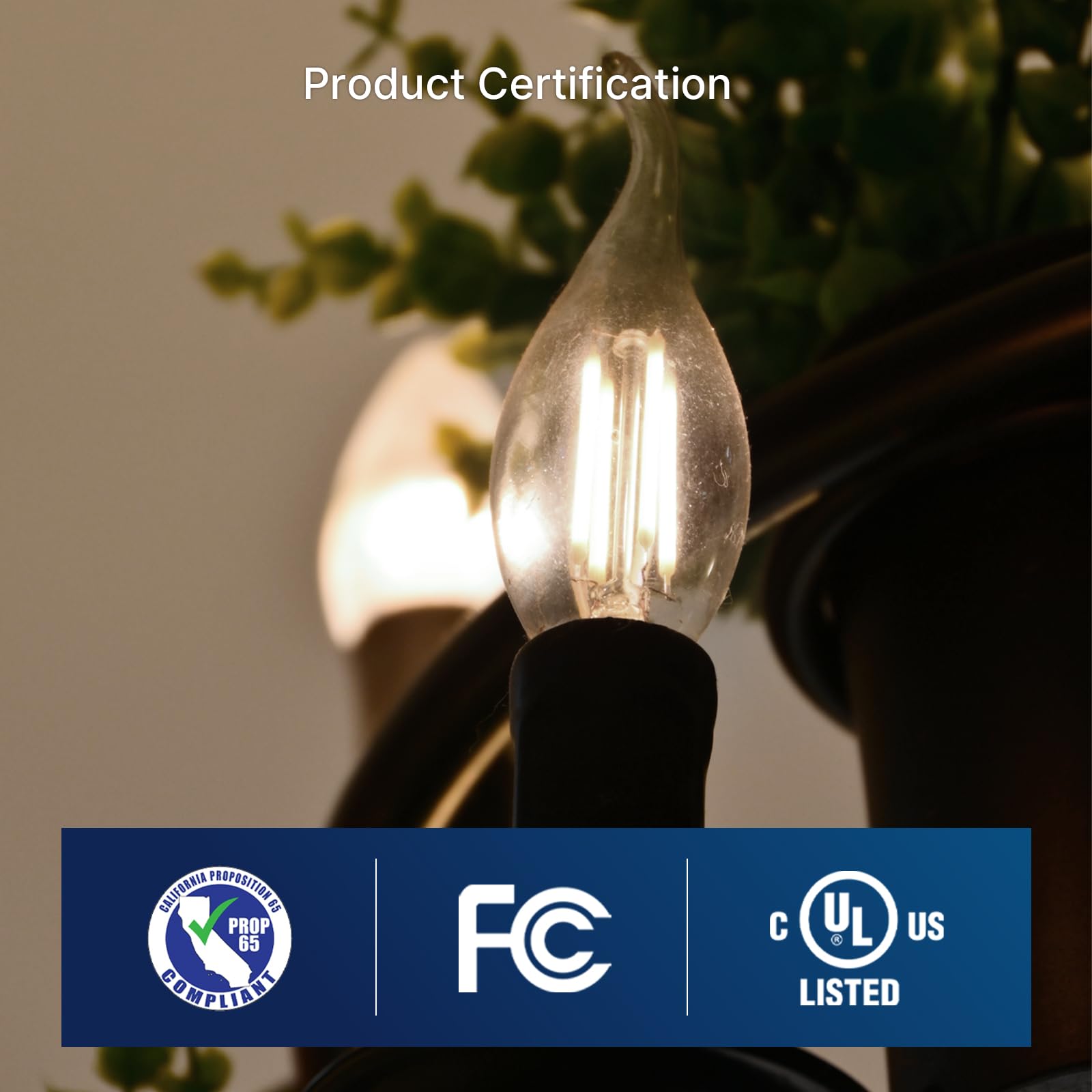 FLSNT LED Candelabra Light Bulbs, CA11 E12, 100W Equivalent, 5000K Daylight, Dimmable, 6 Pack, Glass