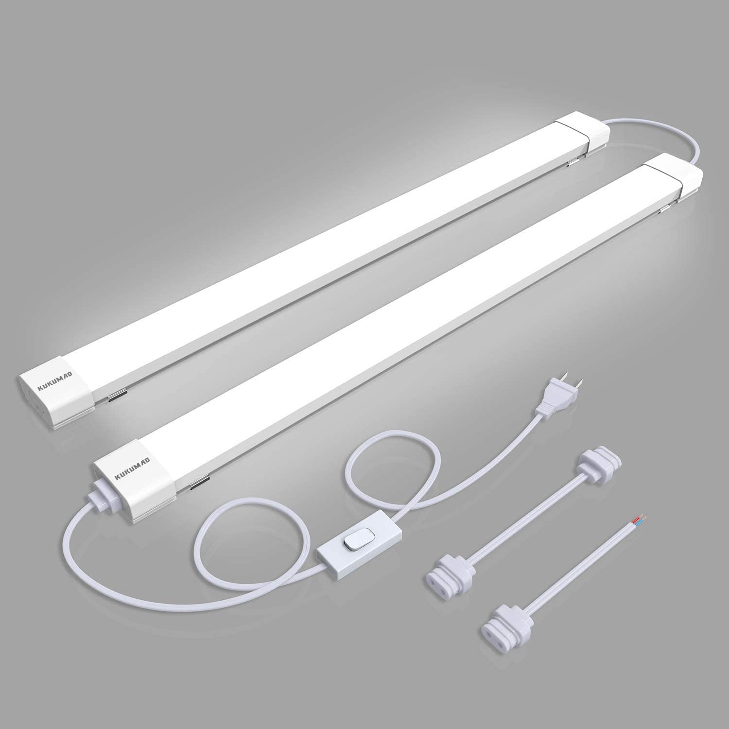 Utility Led Shop Light Fixture With Plug 4Ft 5000K 36W 3600Lm Linkable Waterproof Led Closet Light Under Cabinet Light Ceiling L