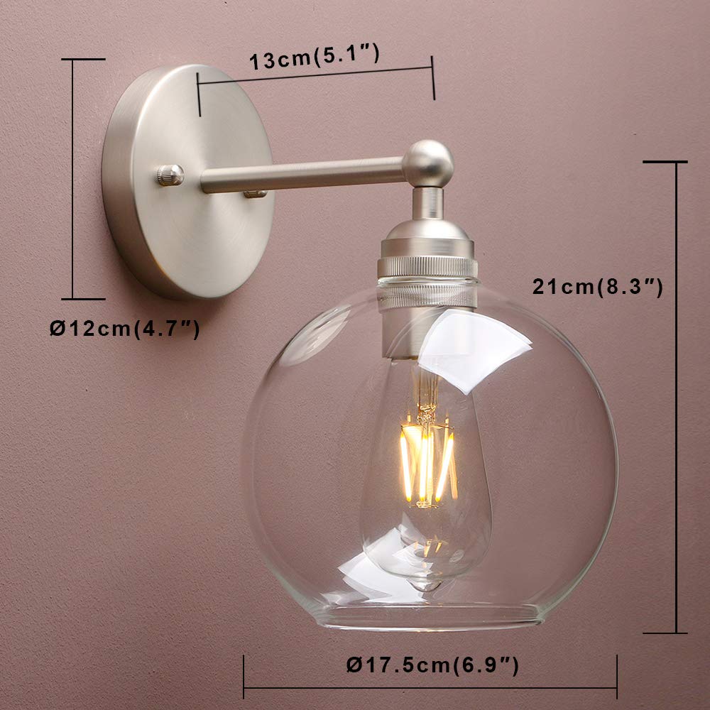 Yosoan Brass Boho Vanity Bathroom Wall Sconce, 1-Light Indoor Hardwired Wall Mounted Vintage Industrial Fixture Lights With Doub