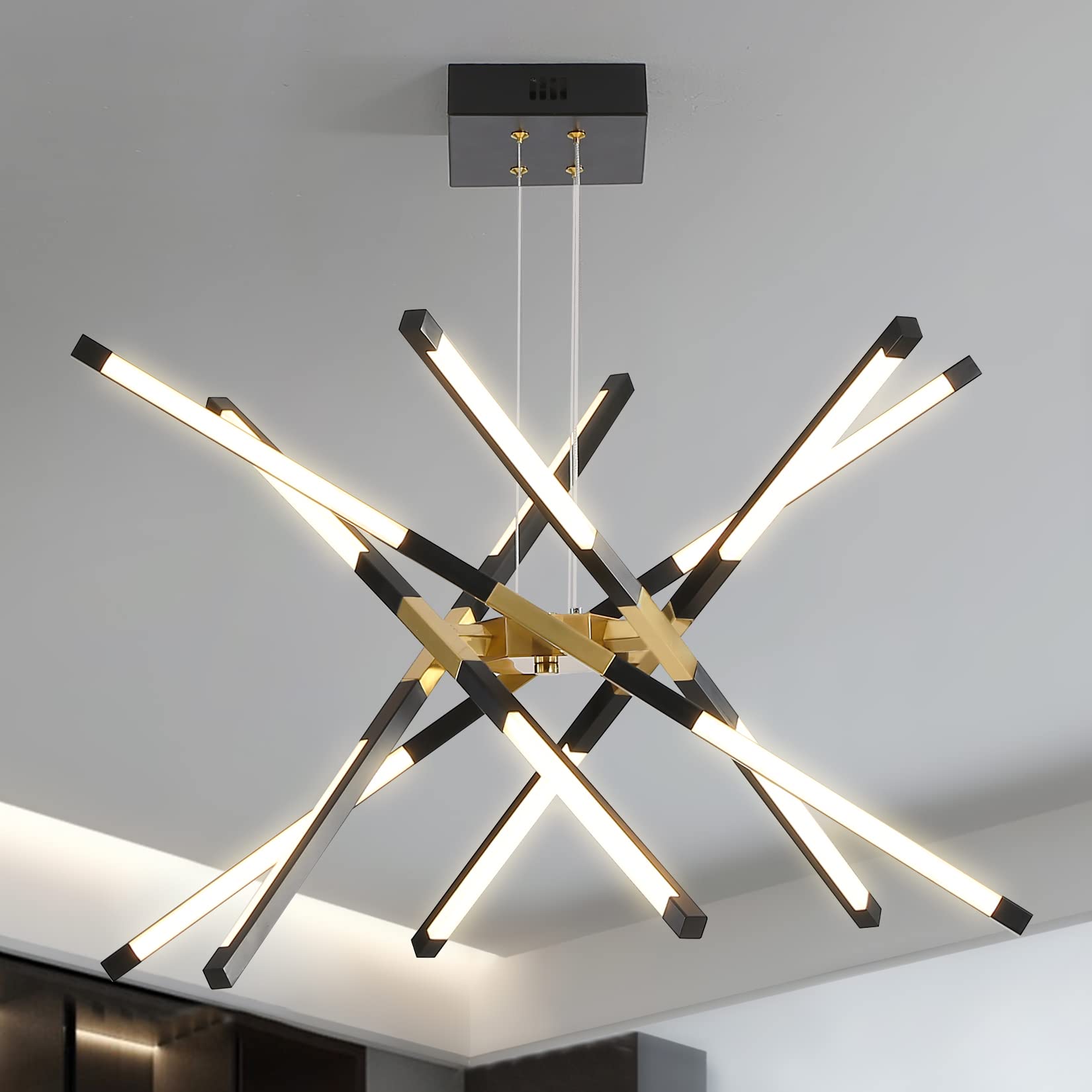 Chandeliers Modern LED Ceiling Light Dimmable Black Chandelier Embedded Installation Fixture,Sputnik Pendant Light Pluggable New