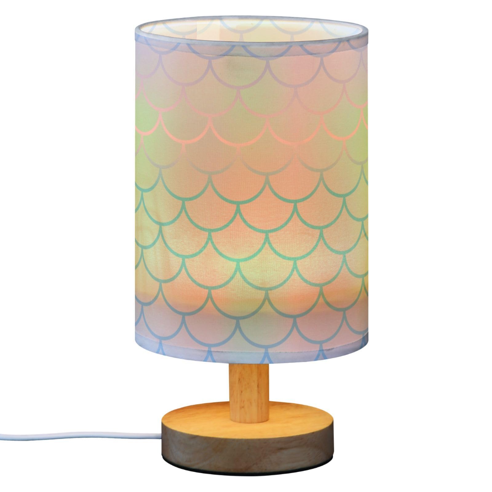 Alaza Fish Scale Mermaid Funny Decor Bedside Table Lamp With Usb Port For Bedroom Nightstand Office Desk Led Bulb Included