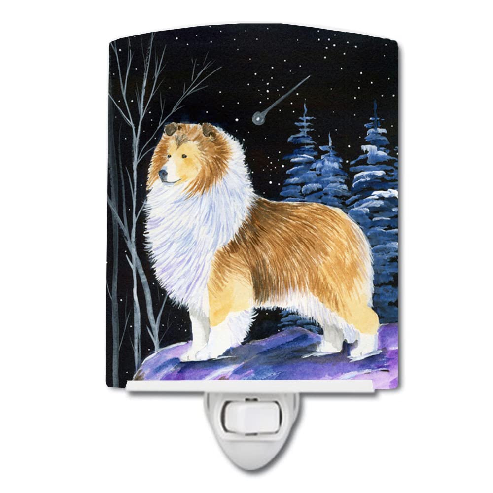 Carolines Treasures Ceramic Night Light, Starry Night Sheltie, UL-Certified, 6x4x3, Multicolor, Model SS8368CNL