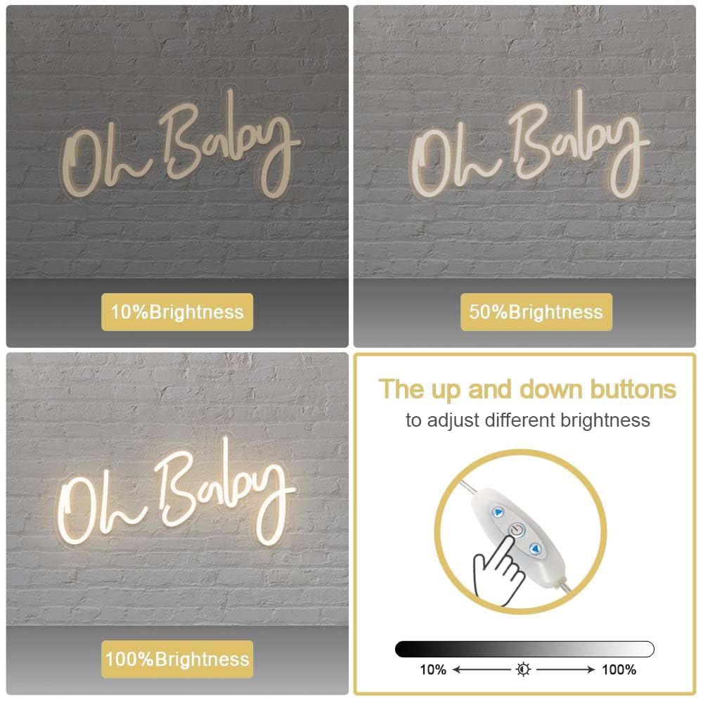 DIVATLA Oh Baby Neon Sign for Baby Shower Decorations, Gender Reveal, Led Sign for Backdrop & Wall Decor, Photo Prop, Gift for N