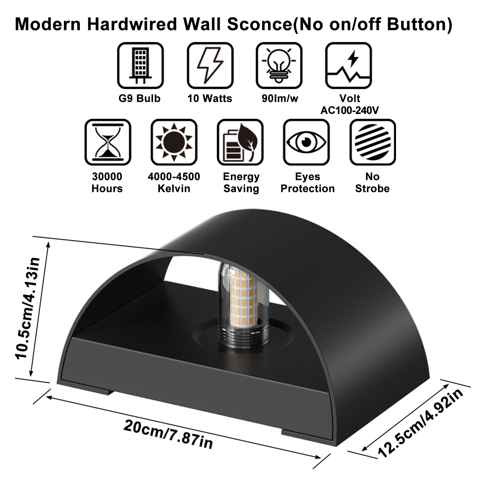 Sobrovo 2-Pack Modern Wall Sconce Set - White 4500K Led, Waterproof, Hardwired, Up & Down Lighting