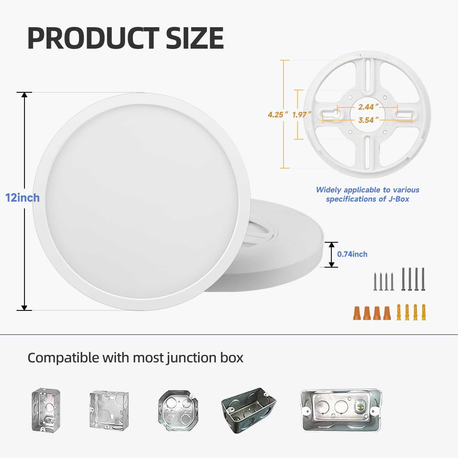 Ecoeler 12Inch Led Flush Mount Ceiling Light  5Cct Selectable Round Flat Panel Light  28W 2400Lm  Dimmable Surface Mount Lighting Fixture For Kitchen  Hallway  Laundry  Etl Listed  2 Pack