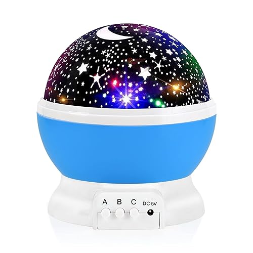 Votozi Star Night Light Projector - 360° Rotation, 4 LED Bulbs, 9 Color Changing, Blue, Model 012-1361