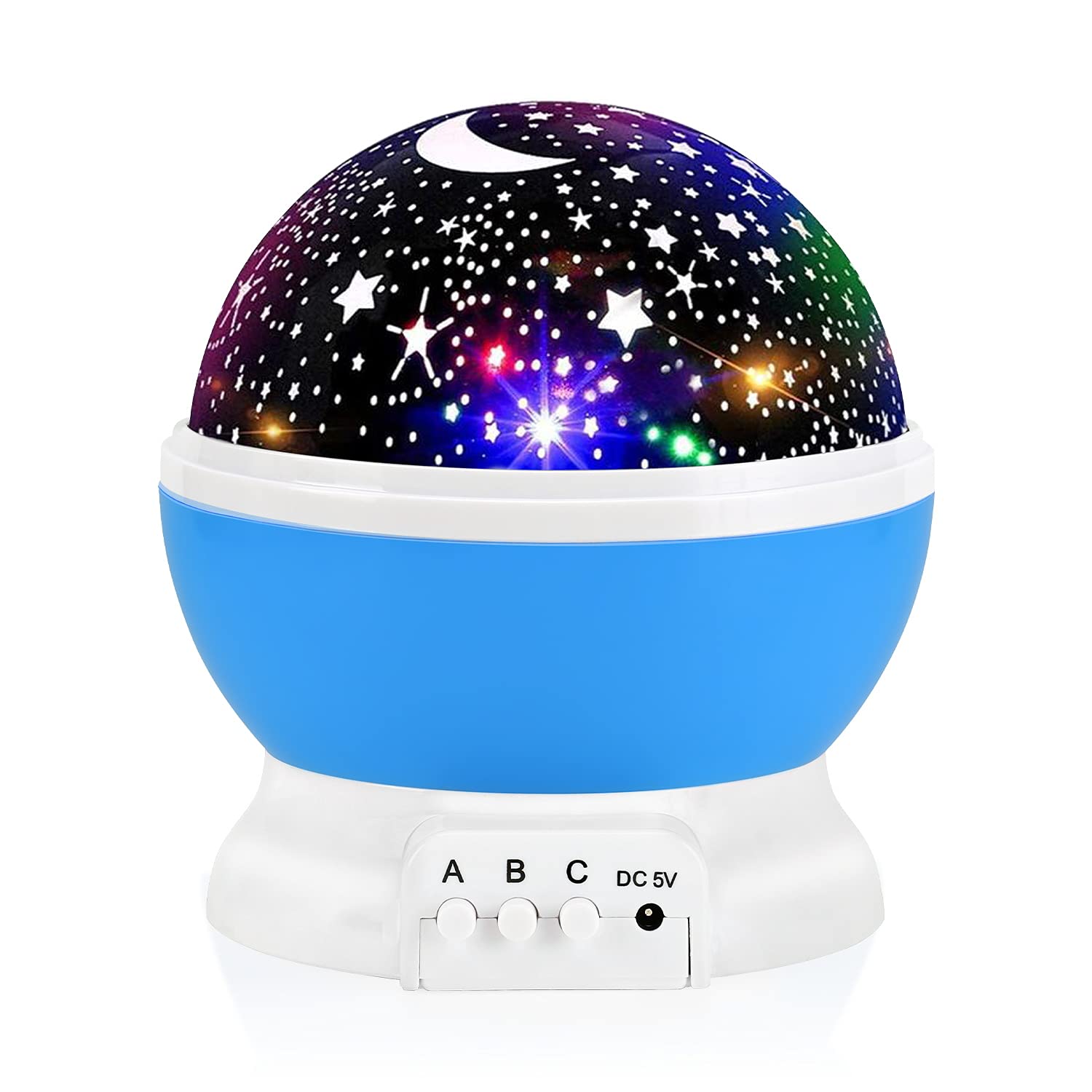 Votozi Star Night Light Projector - 360° Rotation, 4 LED Bulbs, 9 Color Changing, Blue, Model 012-1361