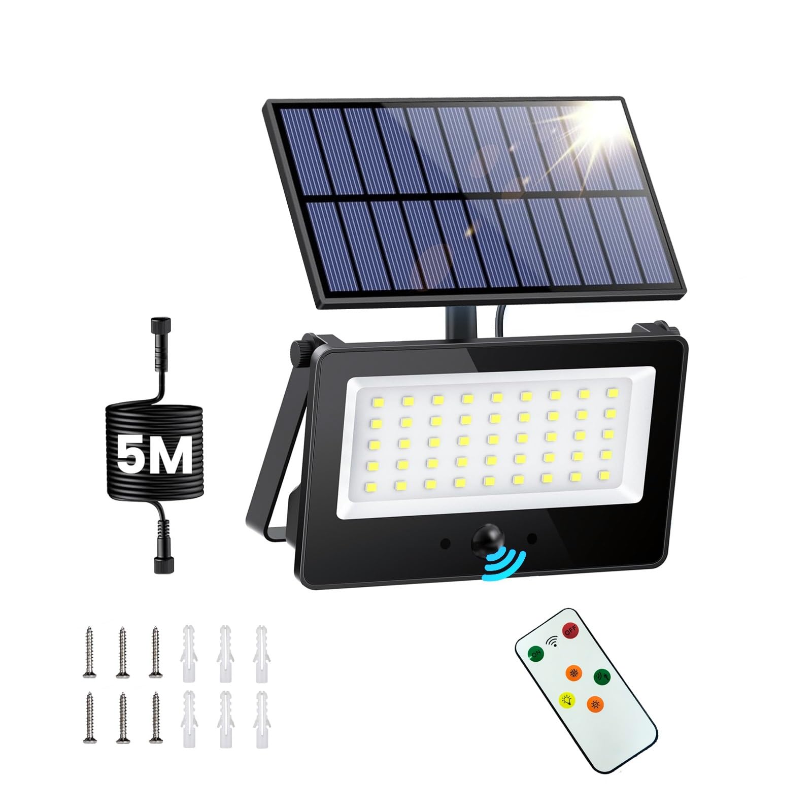 Galavasen Solar Flood Lights Outdoor 1000LM 6500K Remote Control Waterproof Cool White Model YL-06201-0020W-145190-HA