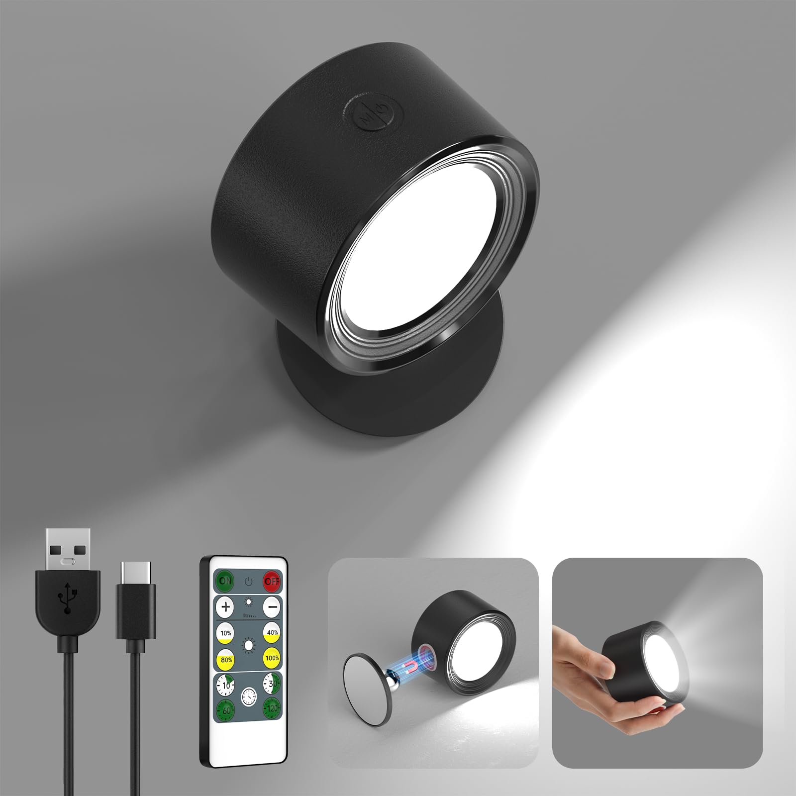 Lightbiz Led Wall Lights With Remote, Wall Mounted Sconces 3000Mah Rechargeable Battery Operated 3 Color Temperatures & Dimmable