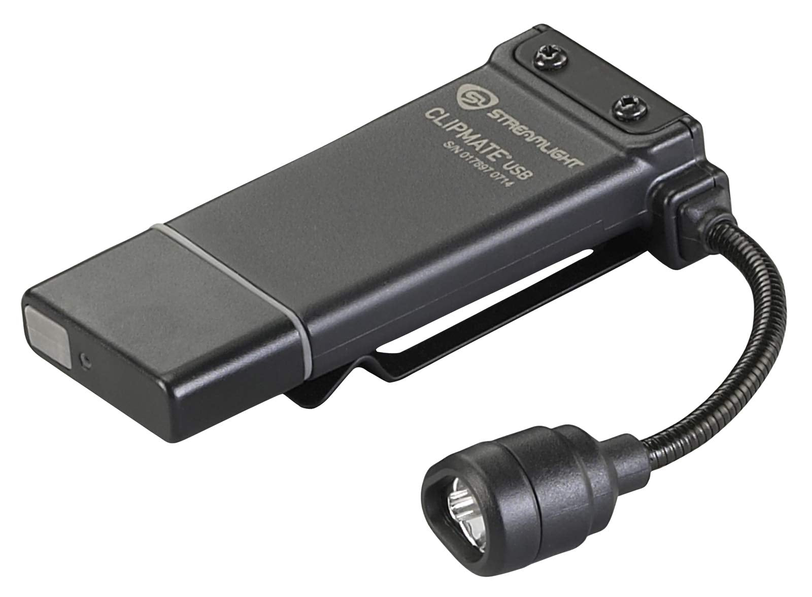 Streamlight 61126 Clipmate 70-Lumen Usb Rechargeable, Compact Clip-On Light With 120-Volt Ac Wall Adapter, Black With White And
