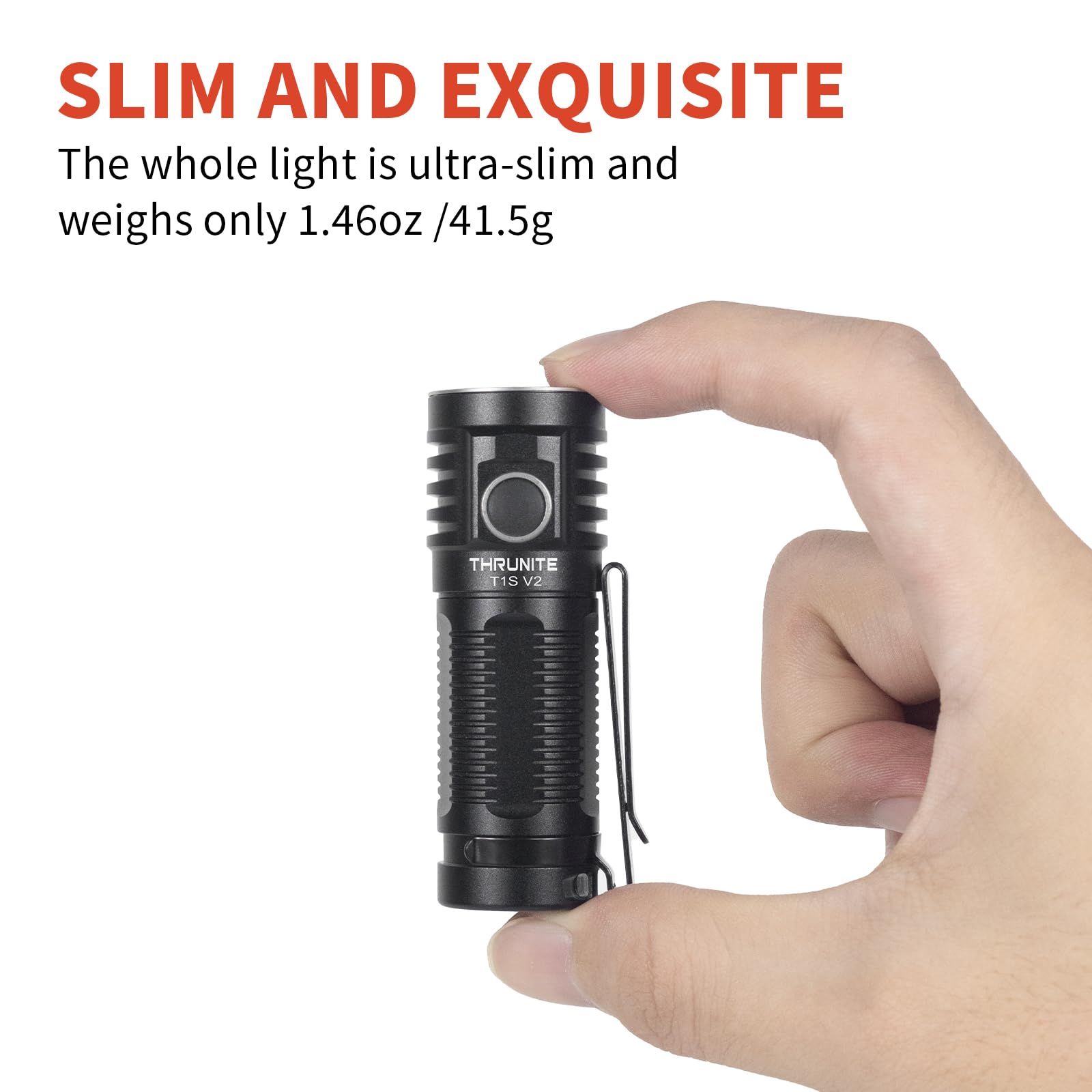 ThruNite T1S V2 Black CW Mini Flashlight, 1212 Lumen USB C Rechargeable, SST40 LED, Pocket Size EDC, 184 Meters Throw