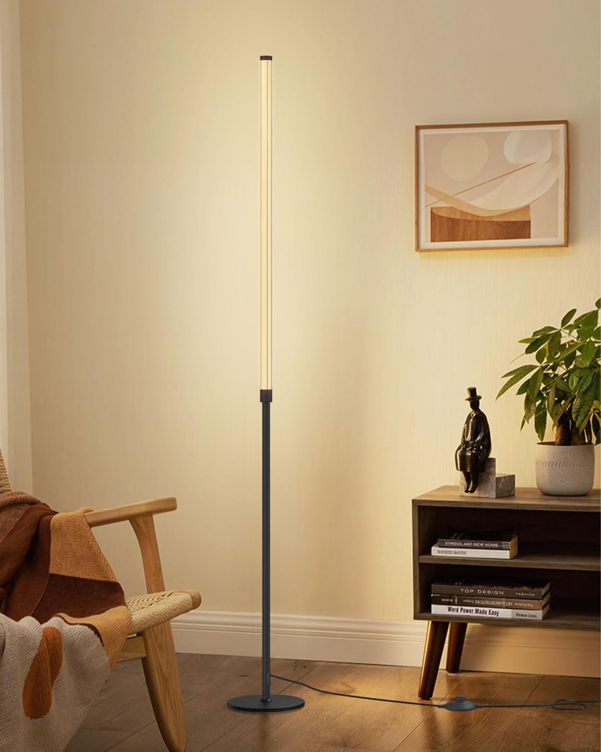 DENGALA Minimalist Corner Floor Lamp - 3000K-6000K LED Linear Standing Lamp - Dimmable Modern Floor Lamp with Remote & Foot Swit