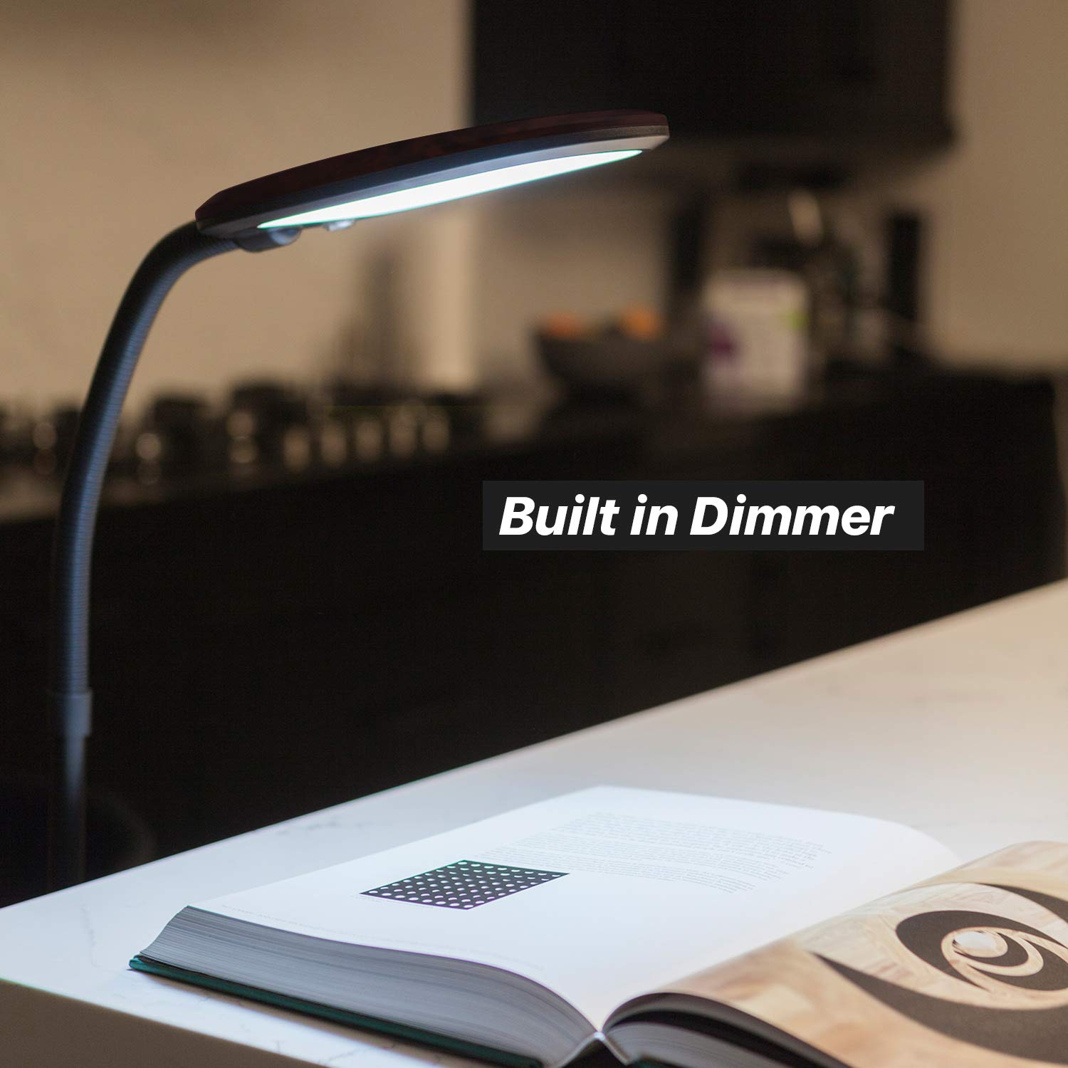 Brightech Litespan Slim LED Floor Lamp - Adjustable Gooseneck, Dimmable Reading Light for Living Rooms & Offices, Havanah Brown