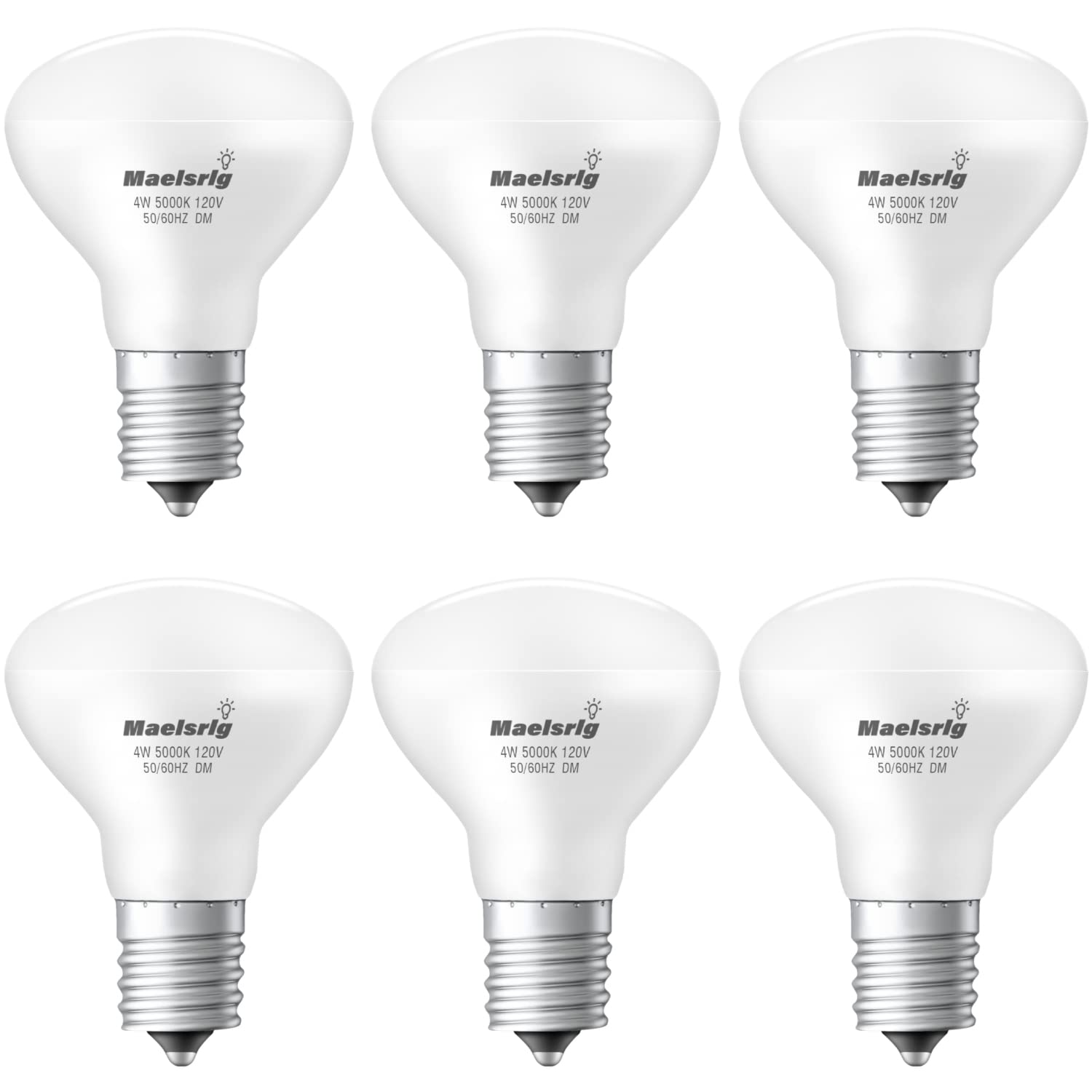 Maelsrlg E17 LED Bulb, 4W (40W Equiv), Dimmable Mini Reflector, 400 Lumens, Daylight White 5000K, Pack of