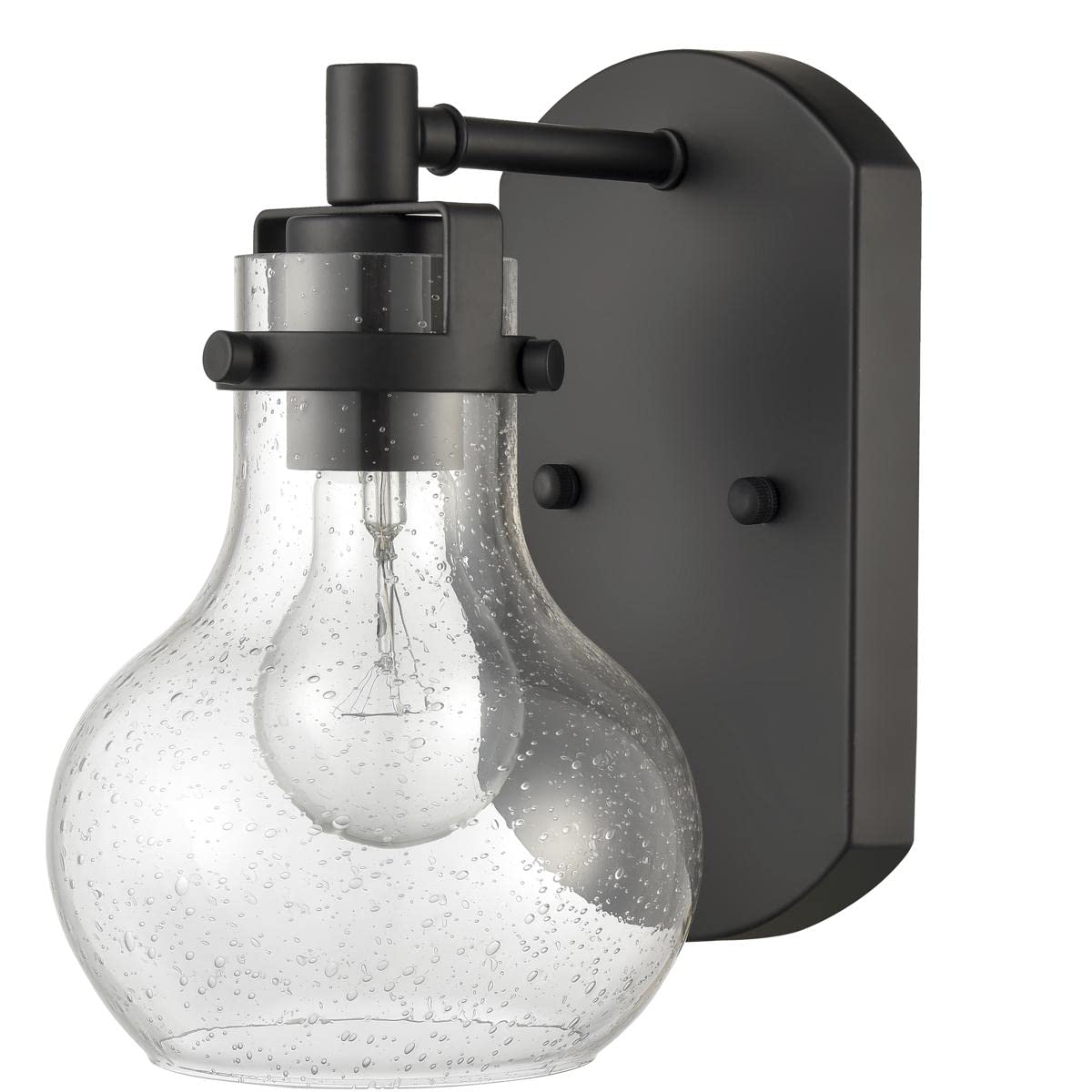 Elk Home Salamanca 1-Light Vanity Light, Matte Black With Clear Seeded Glass, Transitional Style