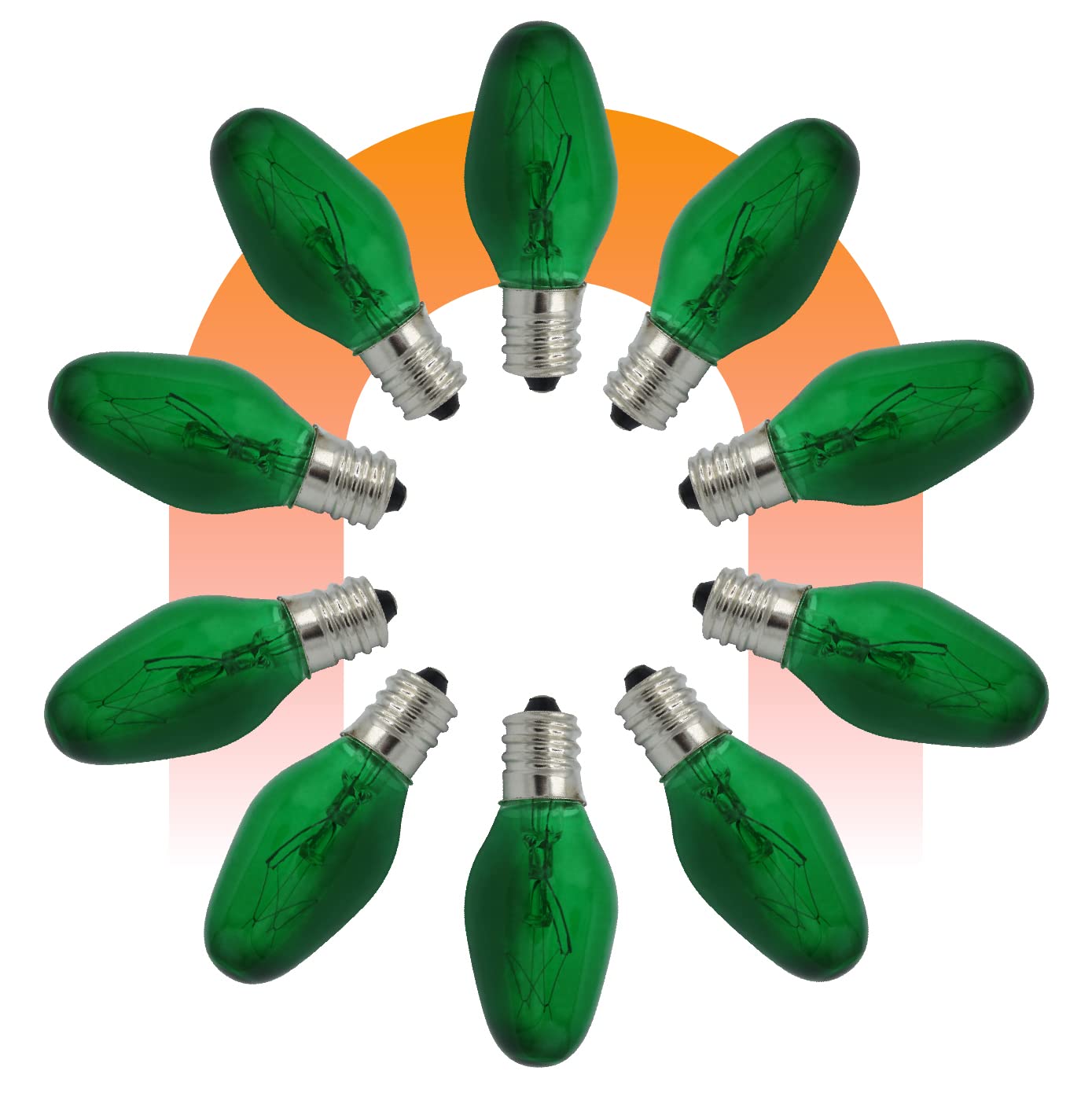 lumenivo Green Night Light Bulb 15W C7 for Scentsy Warmer - 10 Count