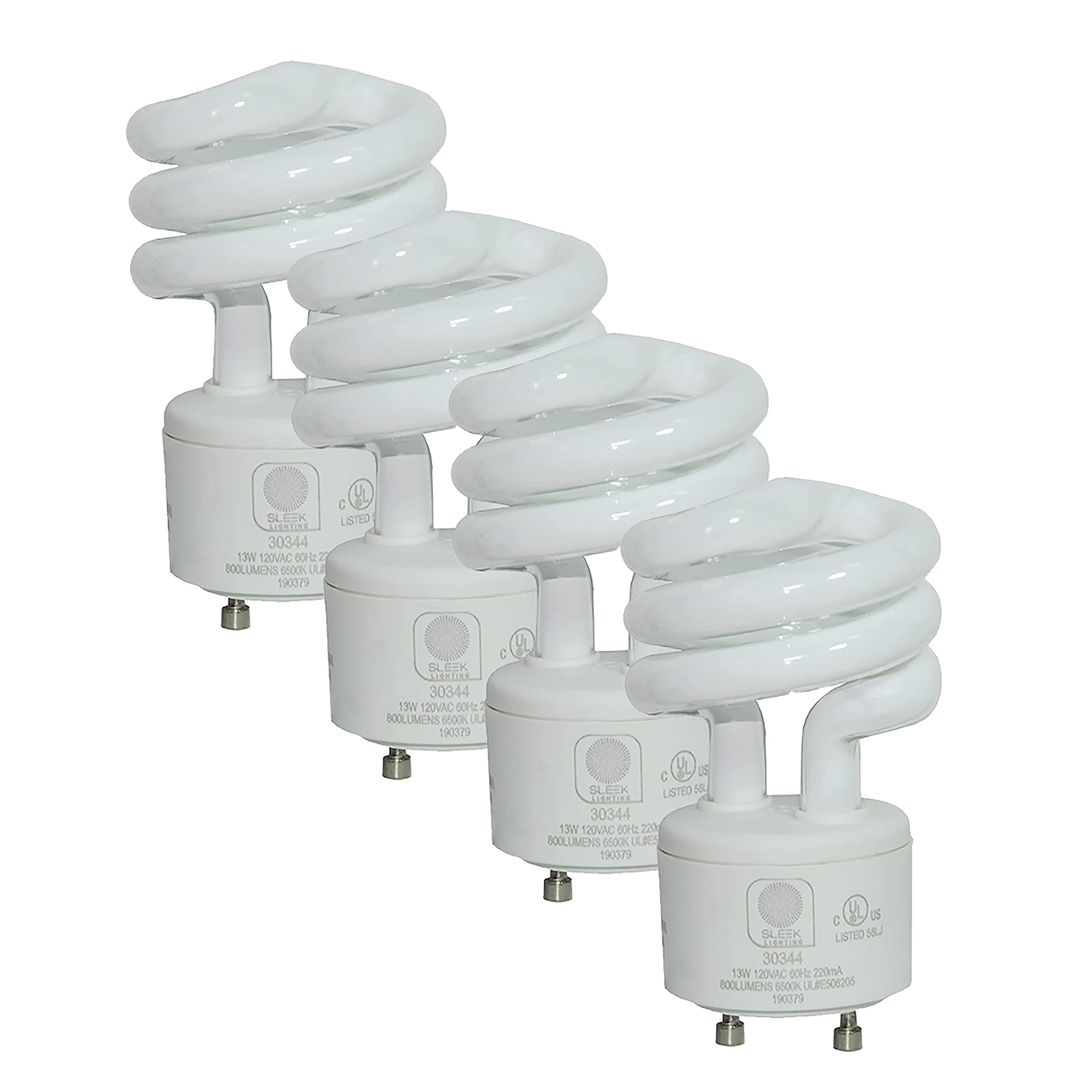 Sleeklighting - 13Watt Gu24 Base 2 Prong Light Bulbs- Ul Approved-120V 60Hz Light Bulb- Mini Twist Lock Spiral -Self Ballasted C
