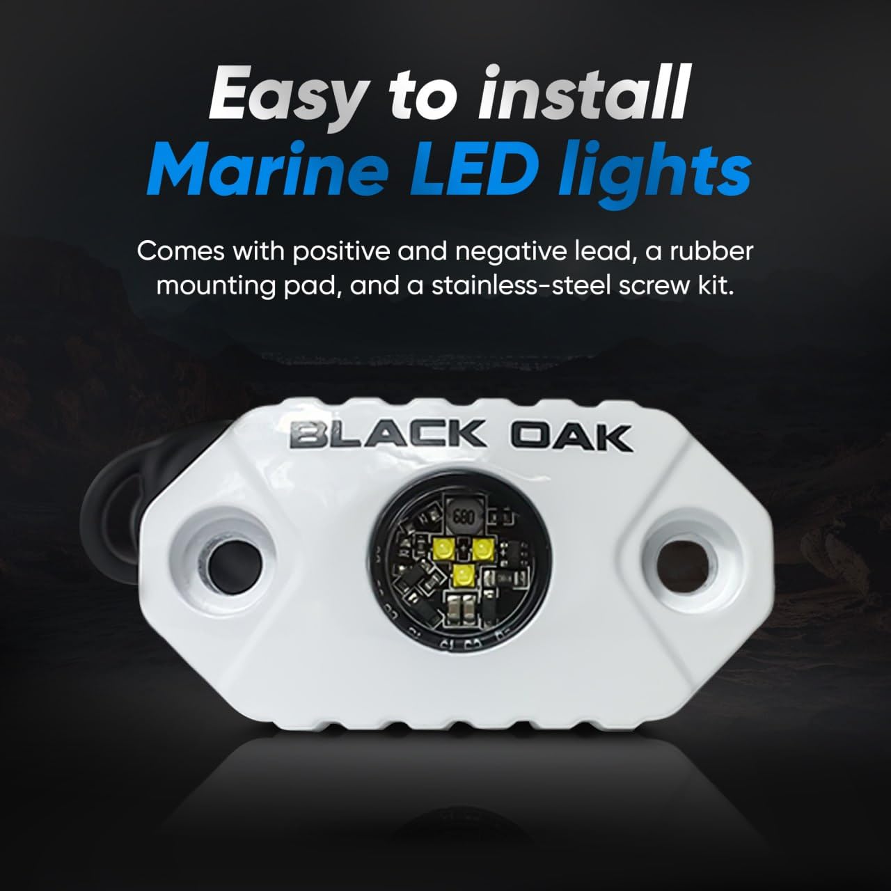 Black Oak Led Marine Led Boat Light Marine Accent Lights, Fishing Lights, Boat Courtesy Lights, Deck Lights Dimmable White Lights – Boat Lighting For Fishing, Pontoon, Yacht, Sailboat (1 Pack)