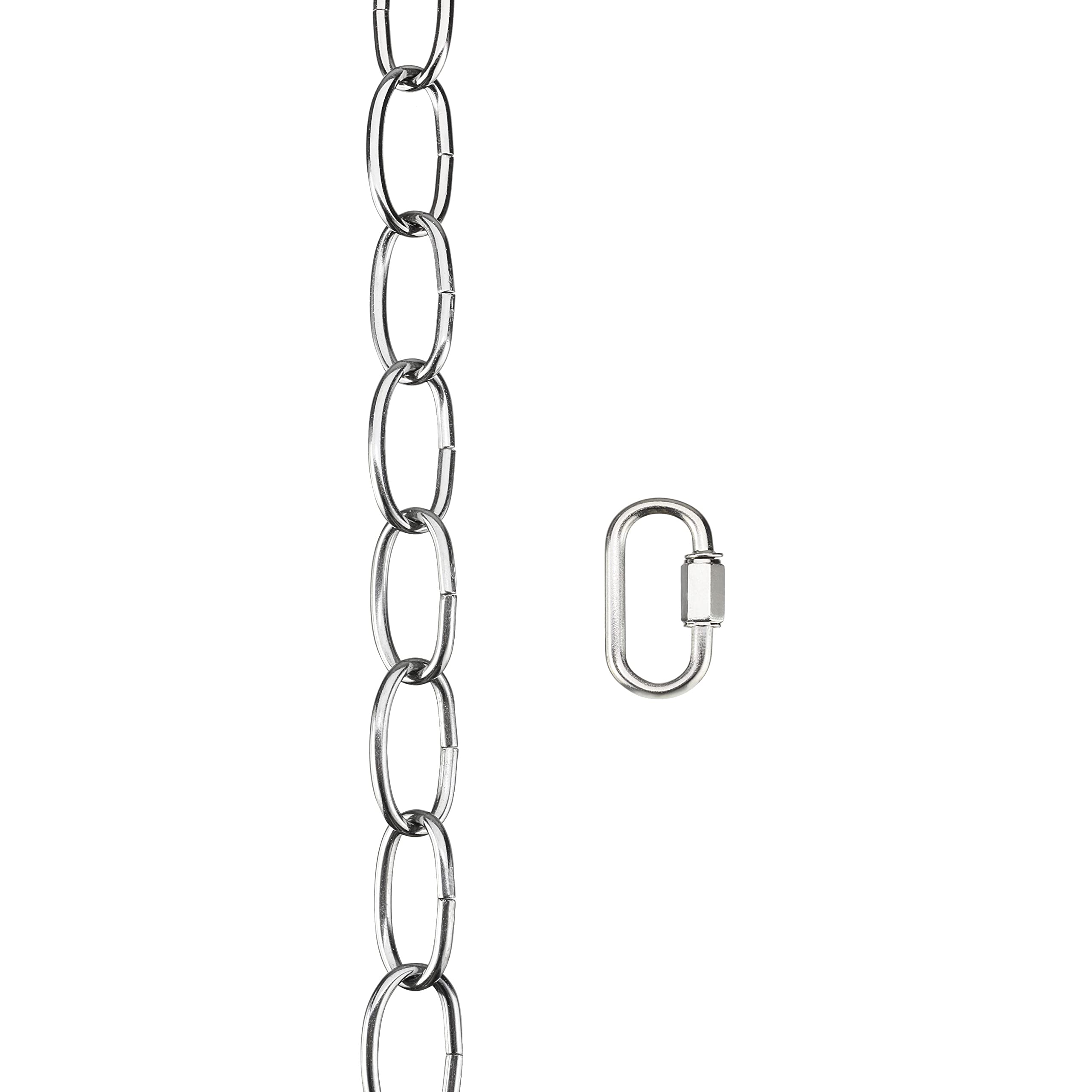 ASPEN CREATIVE 21108-71, Steel 6 Feet Heavy Duty Chain & Quick Link Connector for Hanging Up Maximum Weight 40 Pounds in Chrome, 11 Gauge/6 feet