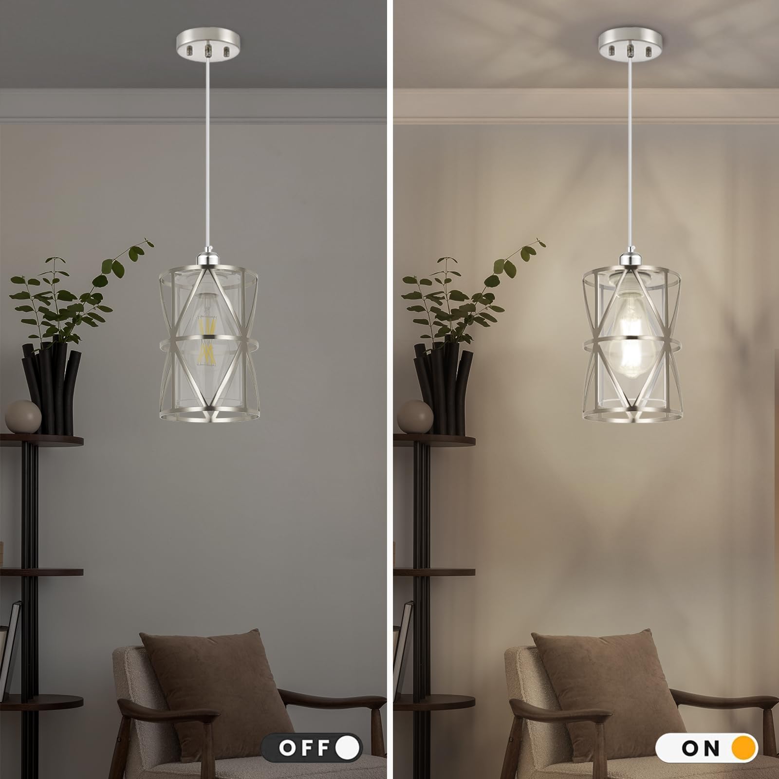 Zlierop Pendant Light - 5.4" x 7.9" Modern Kitchen Fixture, Clear Glass & Brushed Nickel, Model 6bec50a8