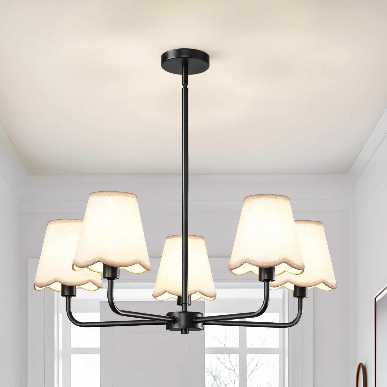 Kaisite Black Chandelier For Dining Room - 5-Light Farmhouse Dining Room Light Fixture Over Table Industrial Kitchen Lighting Fixture Ceiling Hanging Chandelier For Bedroom Living Room Foyer Entryway