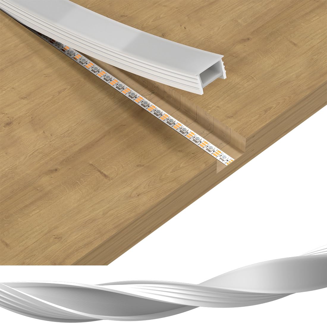 BTF-LIGHTING Silicone LED Channel System 32.8Ft Flexible Milky White Cover DIY Spotless Tube for =20mm Width LED Band Neon Rope Light Channel Diffuser  for Kitchen Cabinet  Room  Patio(No LED Band)