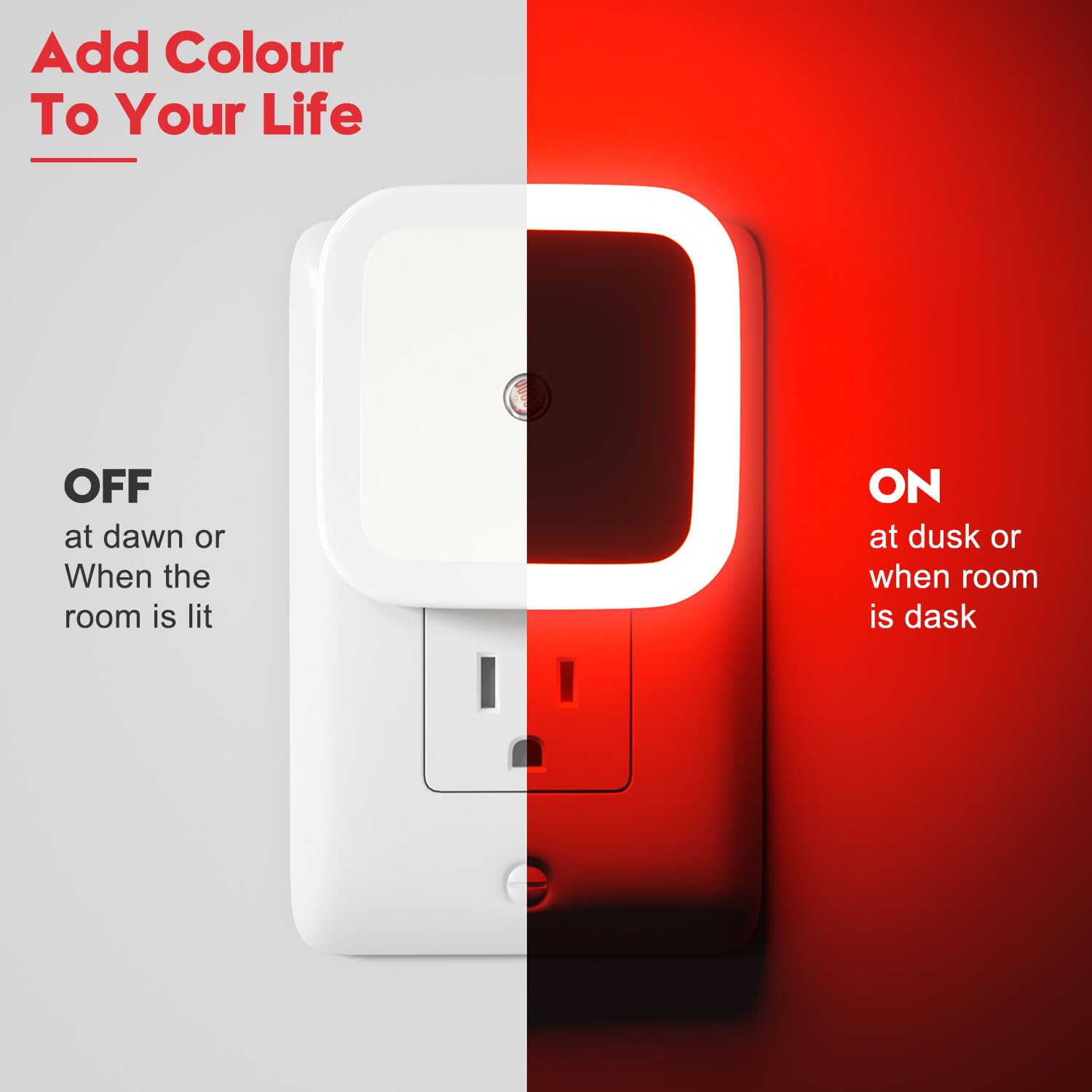 Sujeet Night Light Plug into Wall - 8-Pack LED Dusk to Dawn Night Lamp, Red, Model NO.603, Plastic