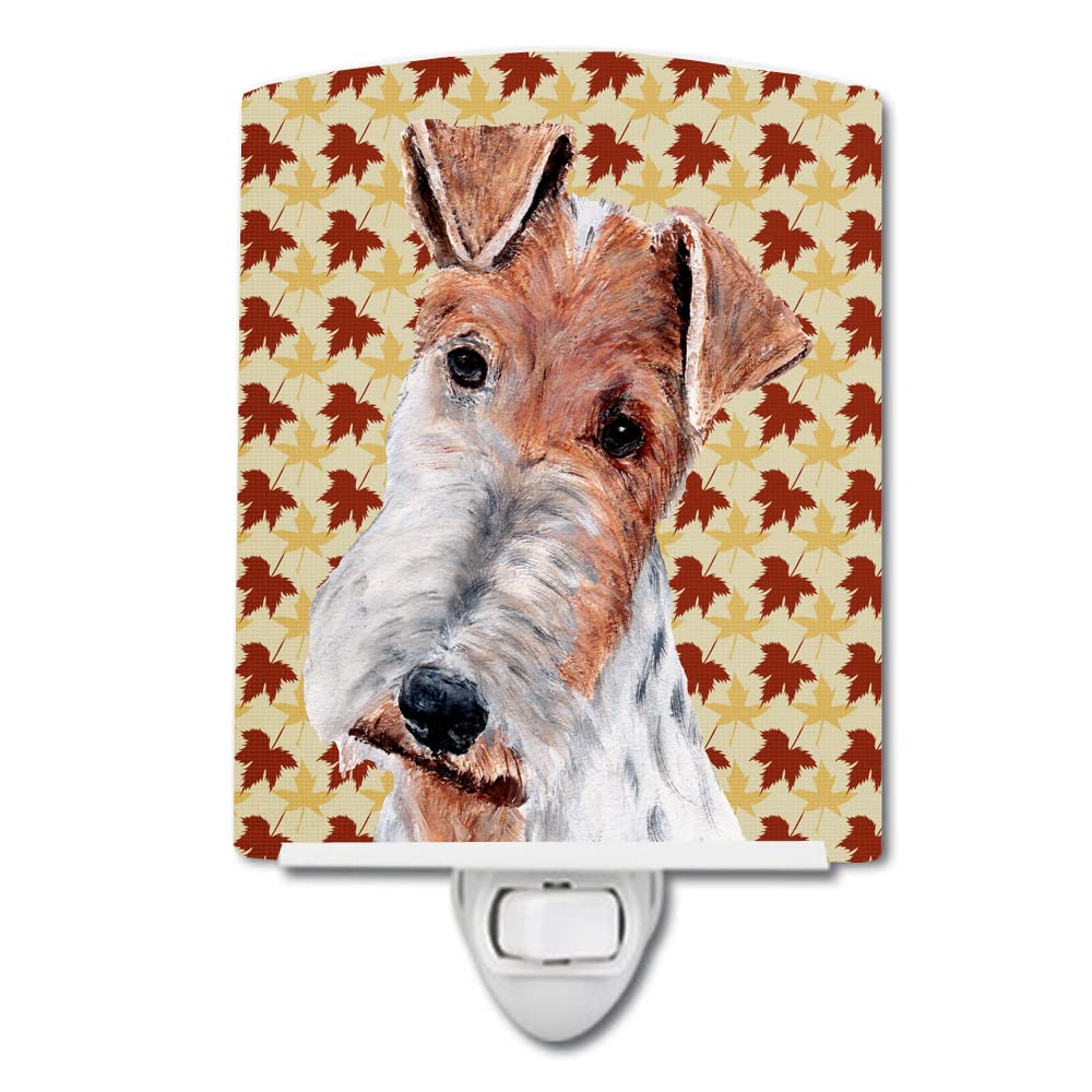 Carolines Treasures Ceramic Night Light, Wire Fox Terrier Design, 6x4x3in, Multicolor, Model SC9676CNL, UL-Certified