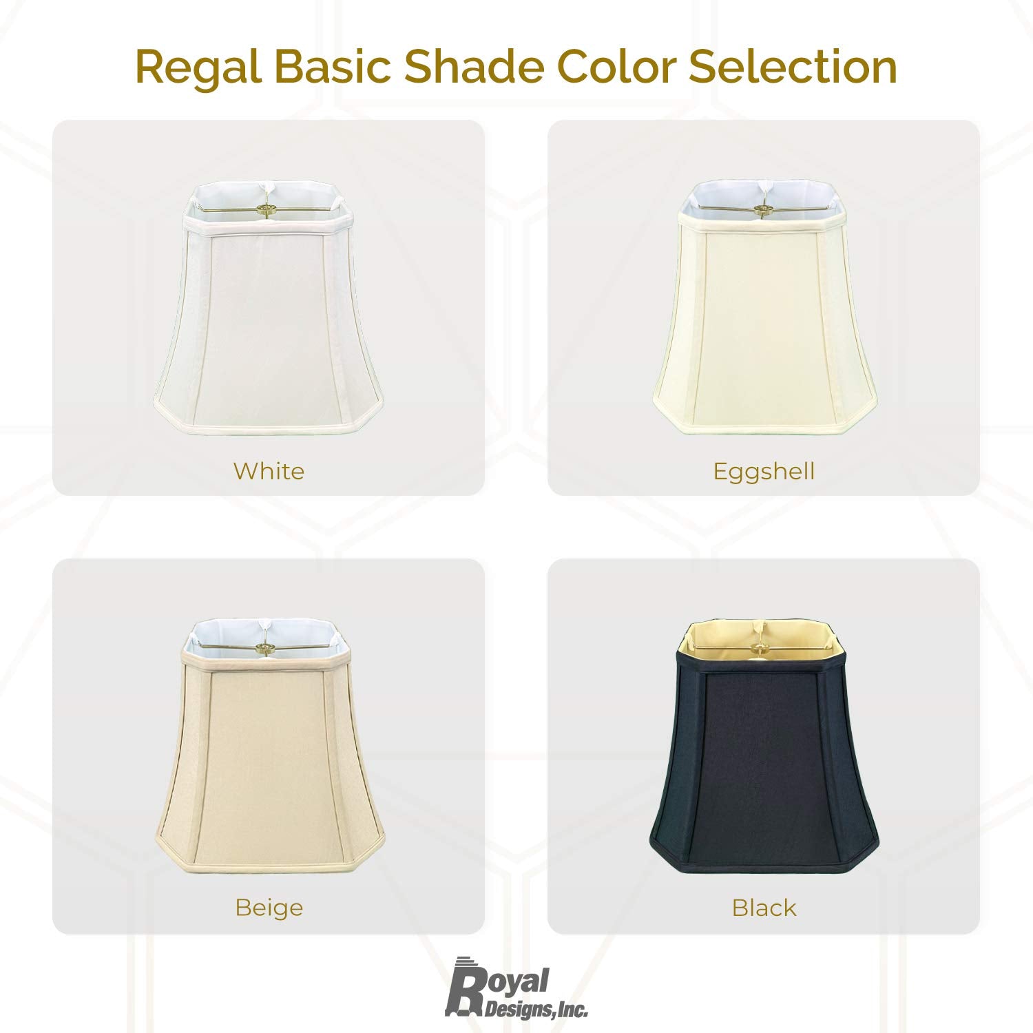 Royal Designs, Inc. Bell Lamp Shade Square Cut Corner 14 Inch Eggshell Silk-type Shantung Fabric Model BSO-705-14EG