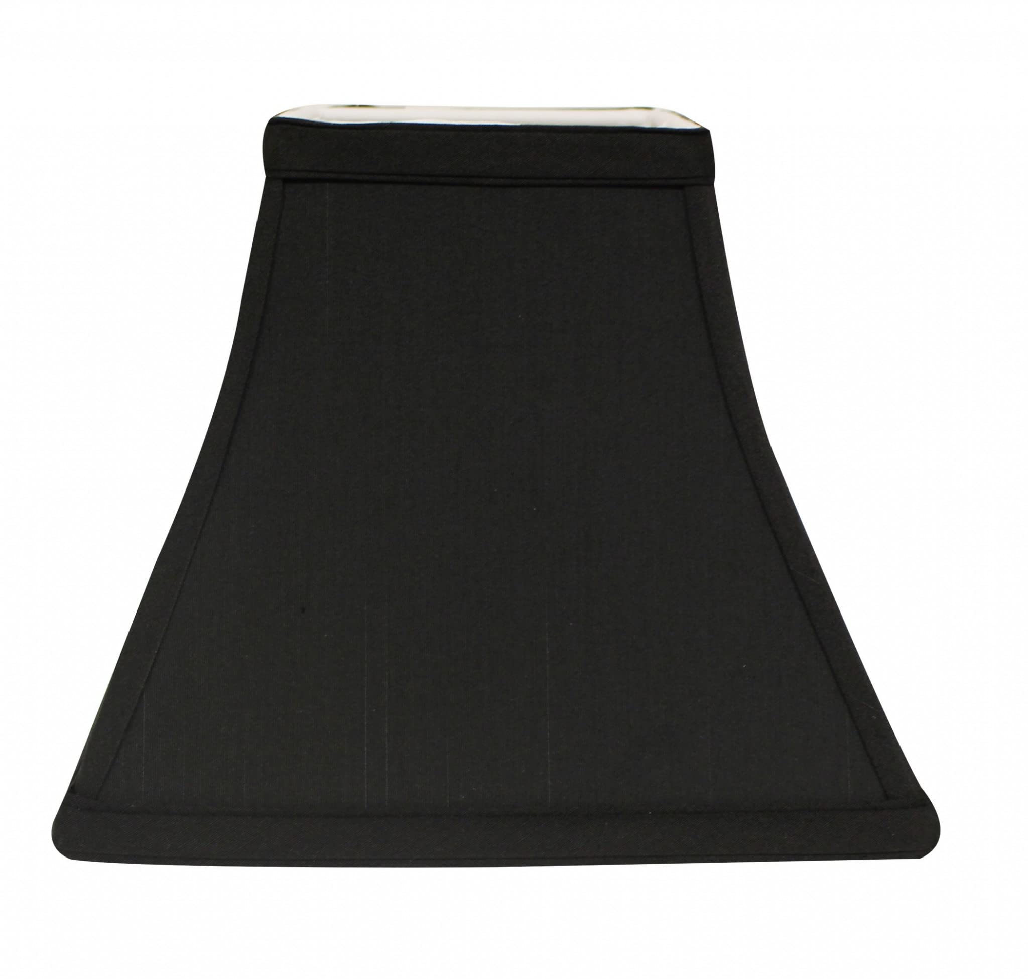 homeroots lighting Square Bell Lampshade - 10in Black with White Lining, Warm White Color