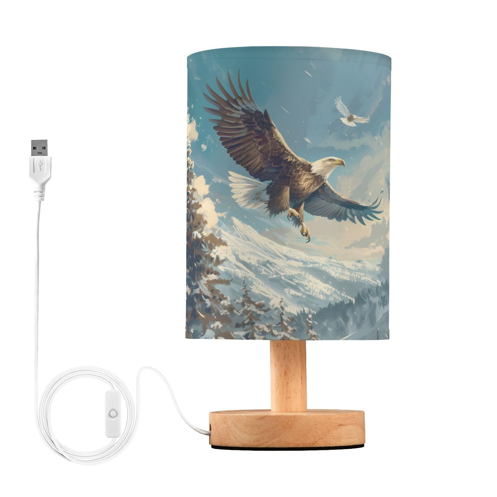 MFTJYO Eagle Lamp Vintage American Eagle Decor Bedside Table Lamp for Bedroom Living Room Kids Bedside Lamps USB Nightstand Lamp