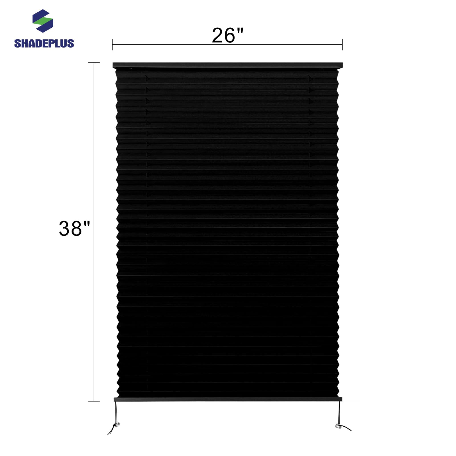 SHADEPLUS RV Pleated Shades, Polyester Blend, 26inW x 38inH, Black, Model NBZL-BLACK-26/38