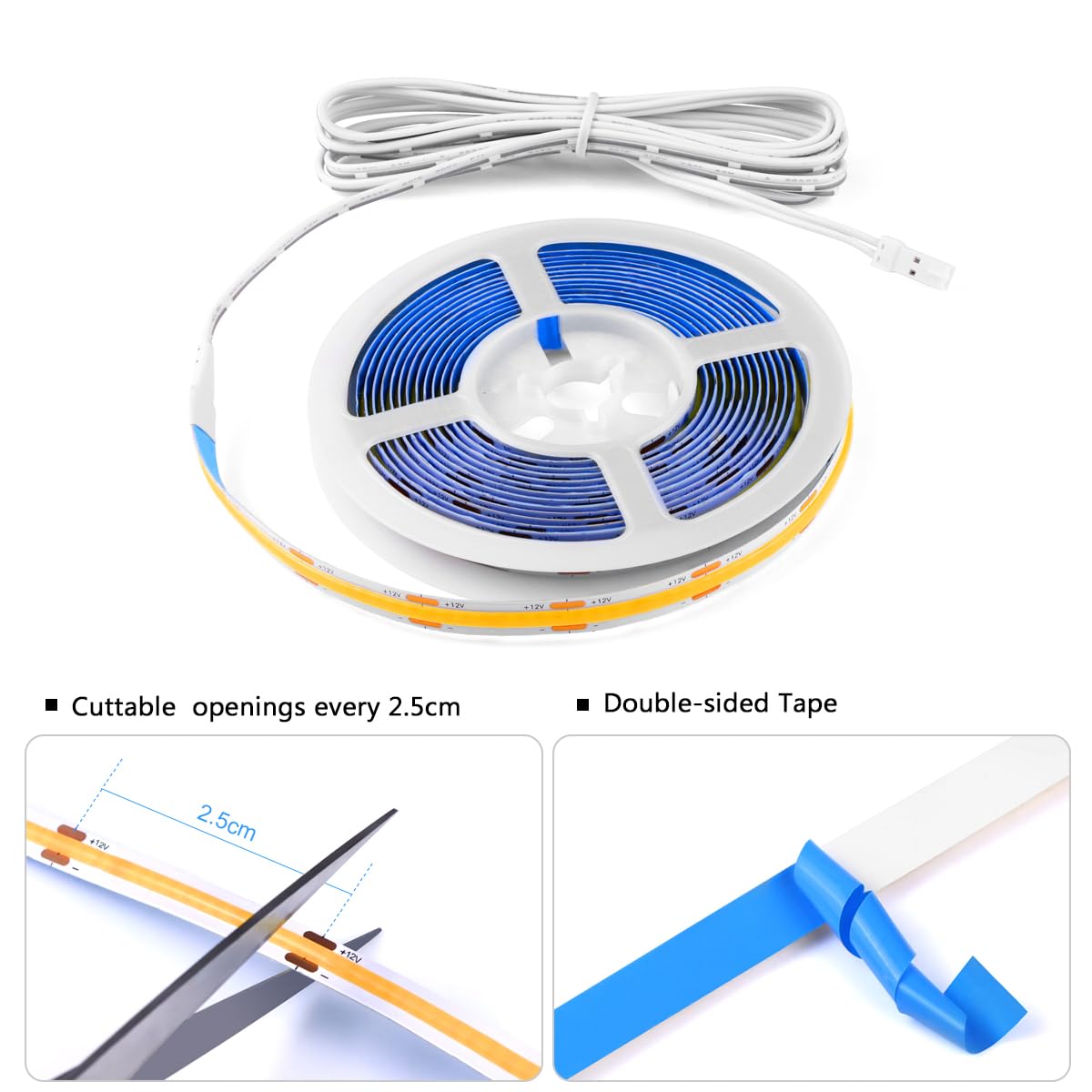 Led Under Cabinet Lighting Kit 6Pcs 12V Cob Led Strip Lights With 36W Adapter 1M/3.3Ft Penetrable Wood Touch Dimmable Led Strip 3000K Flexible Led Cabinet Lights For Indoor Kitchen  Book Shelf  Closet