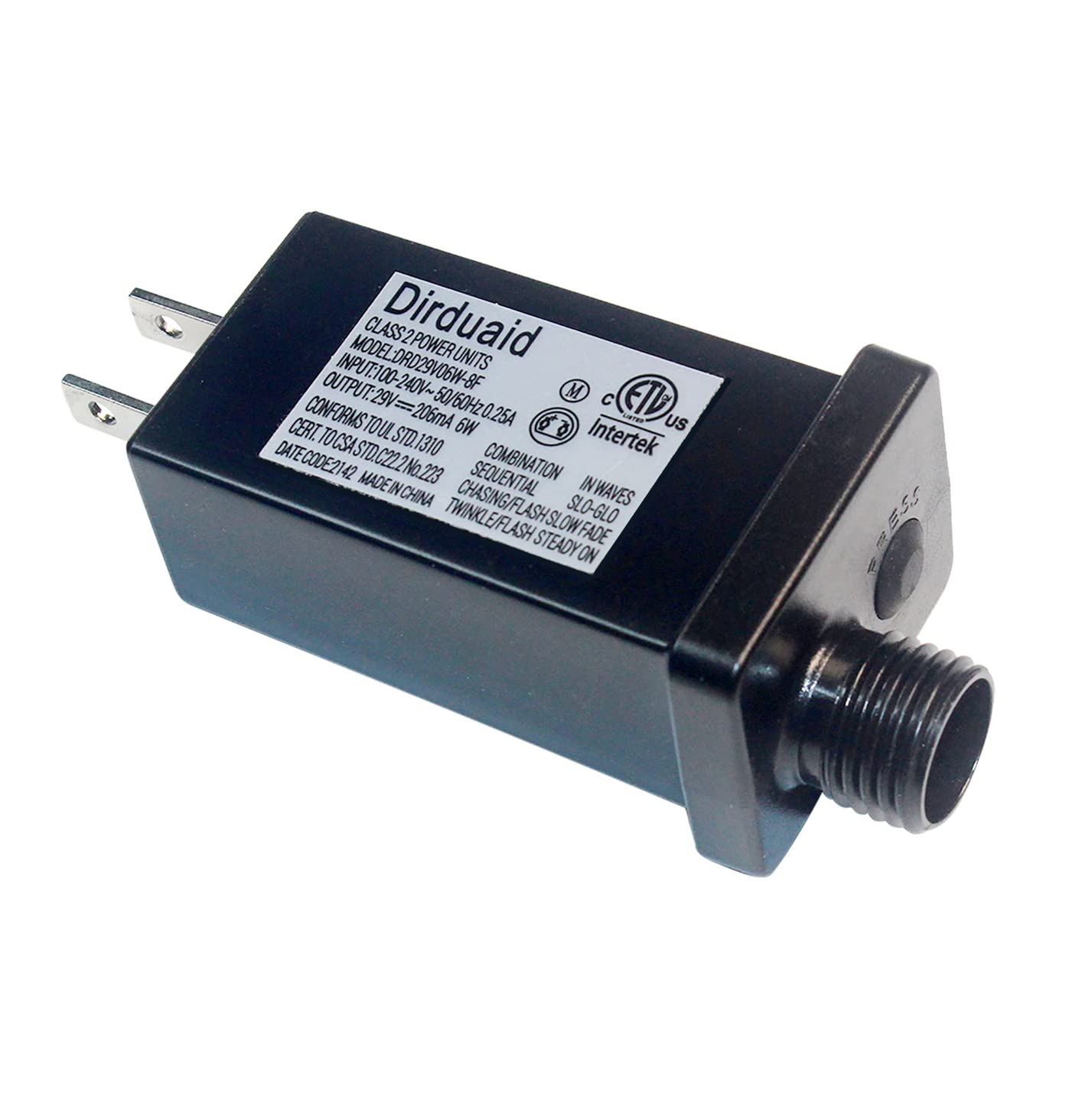 Dirduaid 29V 6W LED Transformer Class 2 Power Supply, IP44 LED Controller Waterproof Low Voltage Transformer US Plug for Christm