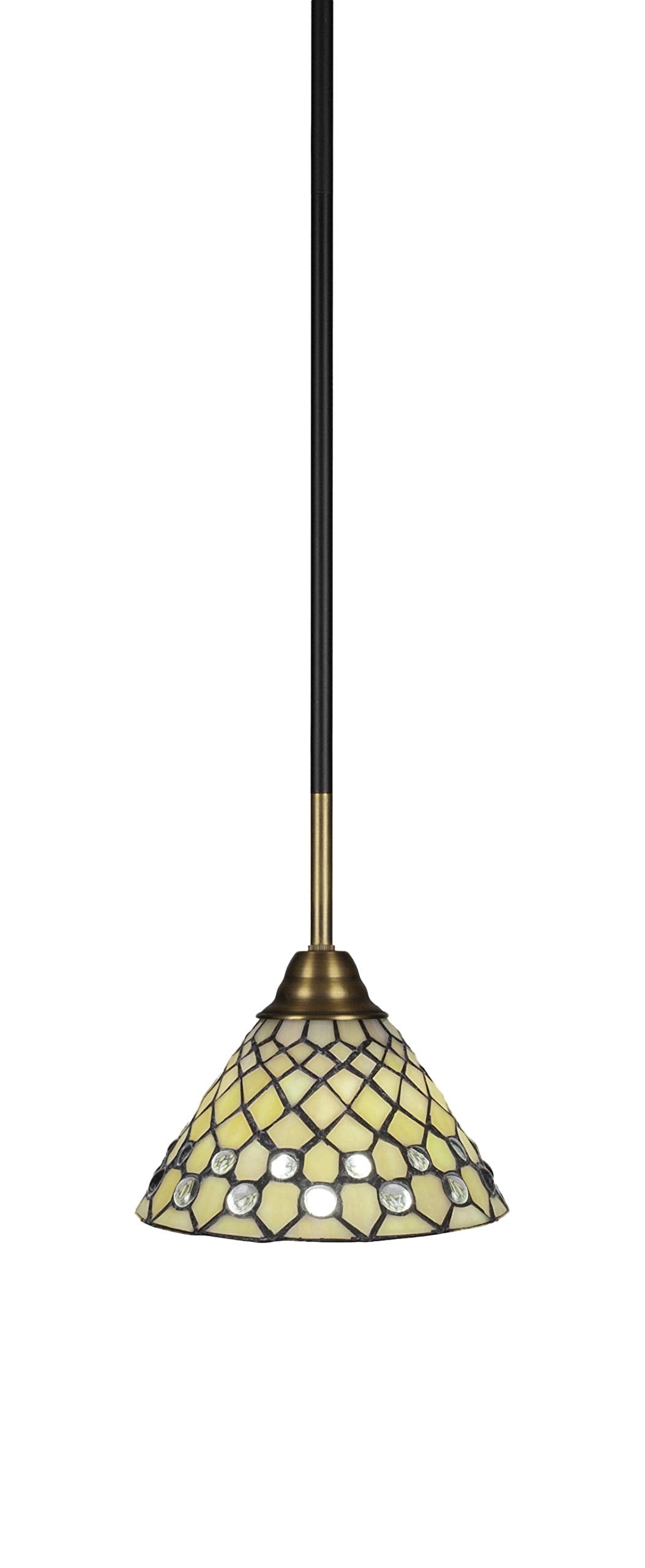 Toltec Lighting Paramount 1 Light Mini Pendant in Matte Black & Brass (3401-MBBR-9415)