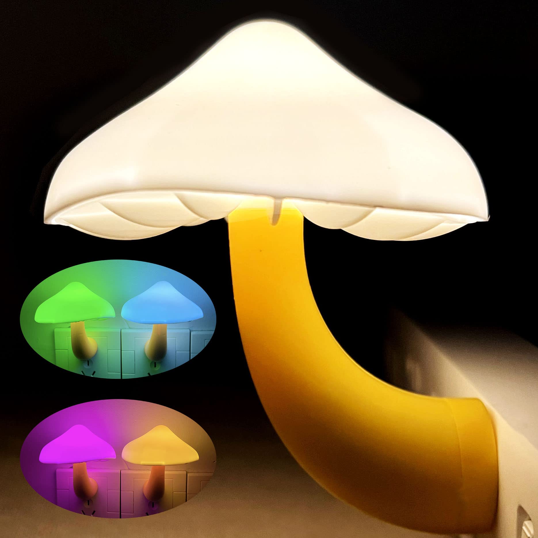 Ibetterlife Mushroom Sensor Led Night Light - Plug-In 7 Color Changing Mushroom Lamp, Mini Dream Bed Cute Colourful Nightlight F